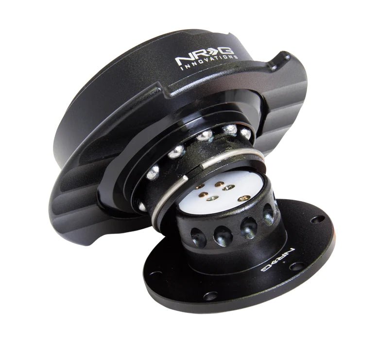 NRG Quick Release Steering Wheel Hub Adapter Gen 2.5 - Black Body with Black Ring - Compatible with Racing Simulators & Drift Cars - Perfect for Gaming & Motorsports Enthusiasts