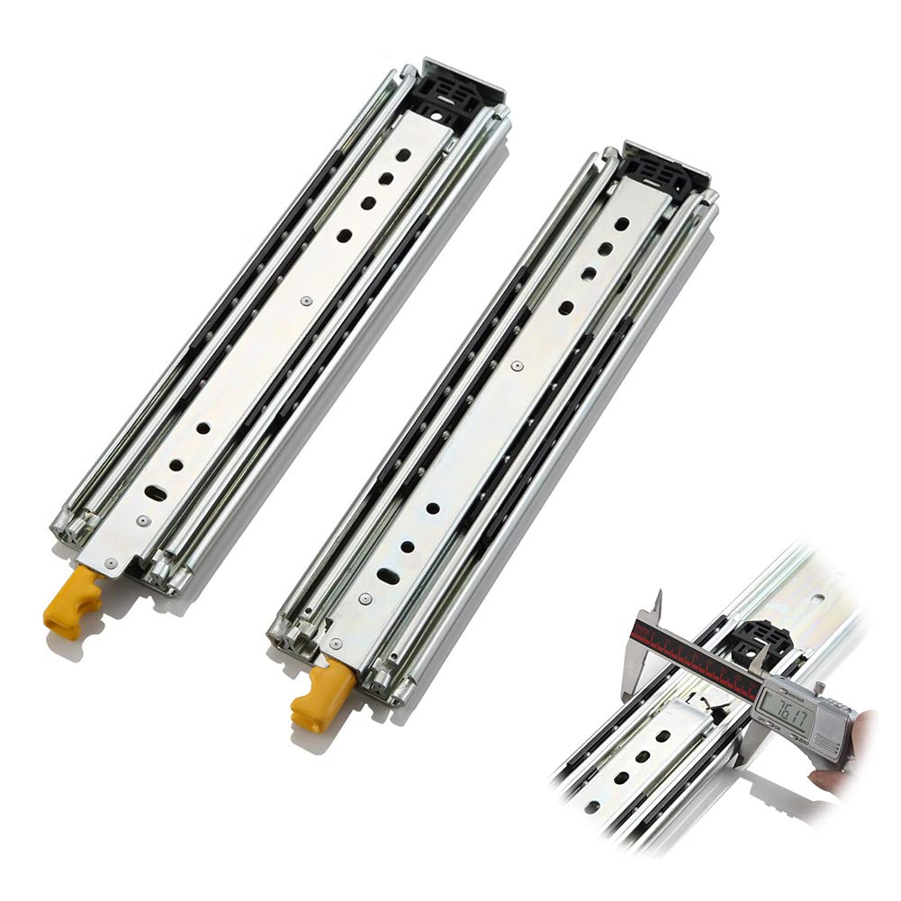 LIXIAO 2-Pack Heavy Duty Ball Bearing Drawer Slides - Full Extension Metal Drawer Runners with Locking Mechanism for Kitchen Cabinets, Office Furniture, Industrial Use & Car Storage | Perfect for Keyboard Trays & Home Organization