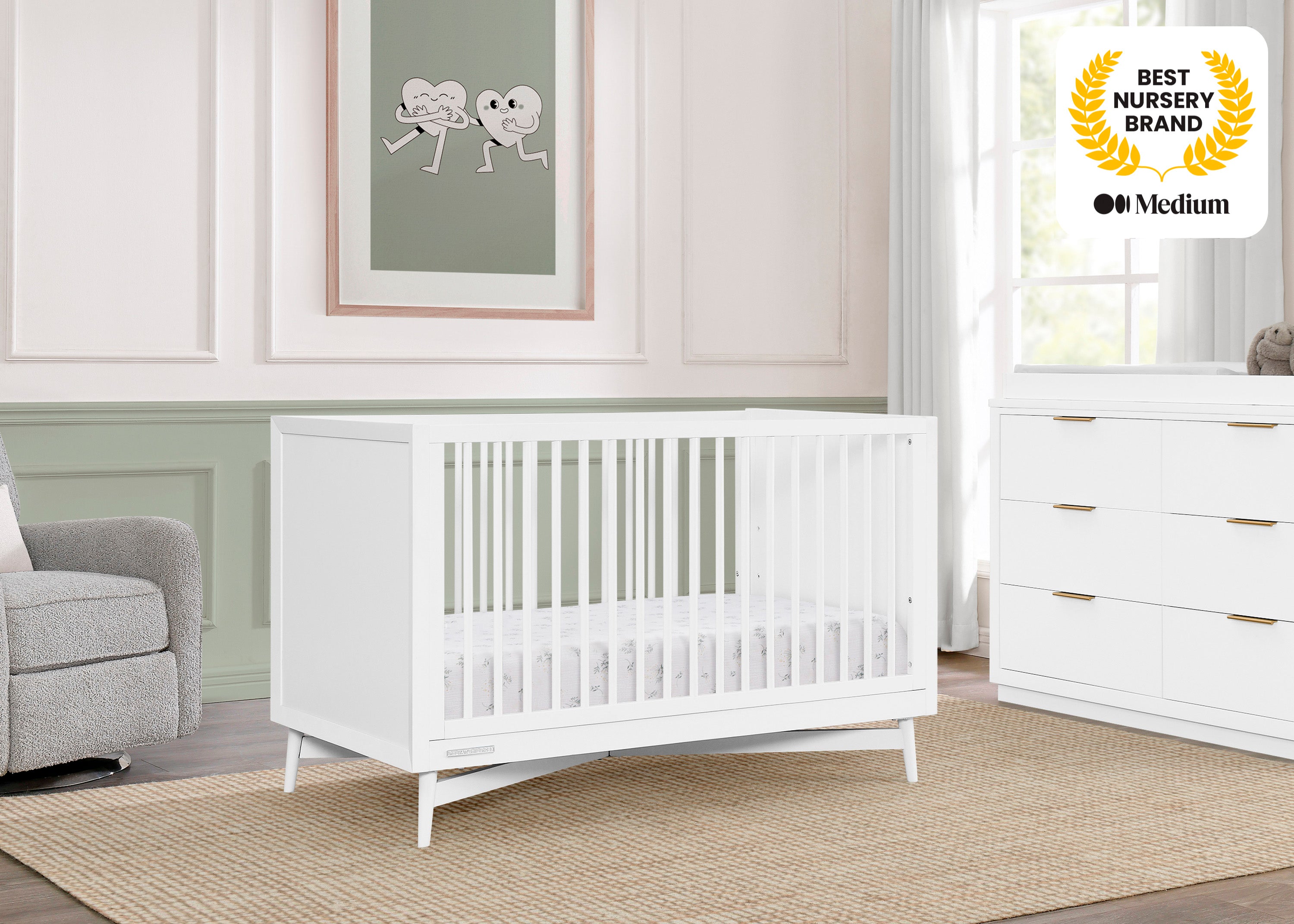 Dylan 4-in-1 Convertible Baby Crib - Toddler Bed, Daybed & Full-Size Bed | Safe Nursery Furniture for Newborns & Kids | Perfect for Modern Nursery, Daycare & Guest Room