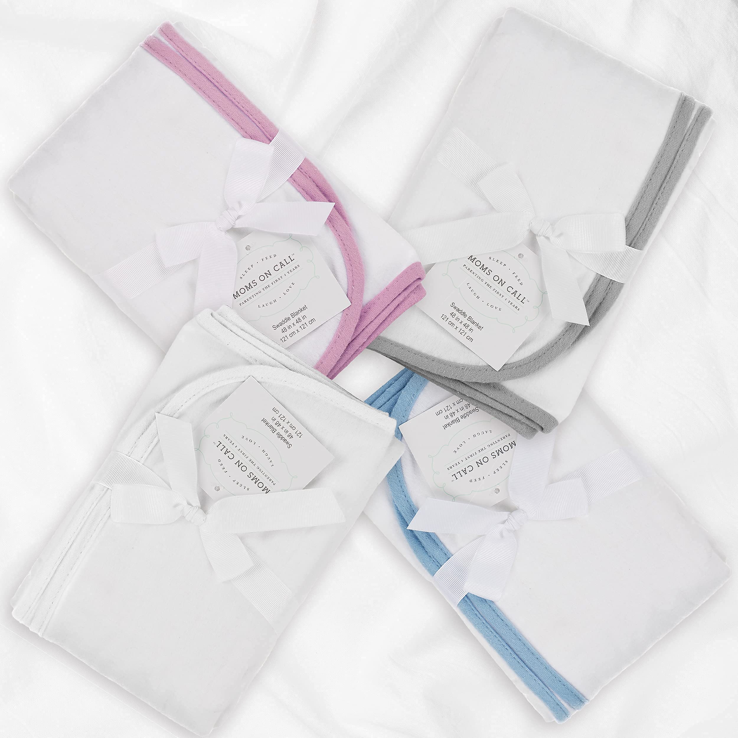 Moms on Call Swaddle Blanket - Soft French Grey Baby Wrap with Coverstitch Design | Perfect for Newborn Sleep, Swaddling & Comfort