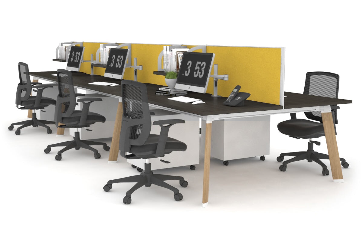 6-Person Wooden Workstation with Cable Management - 1400L x 800W Switch Office Desk for Team Collaboration | Perfect for Open Office Spaces & Conference Rooms