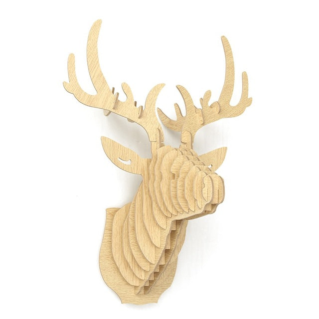 3D Wooden Puzzle DIY - Deer Head Wall Hanging Sculpture | Elk Animal Wildlife Model | Handmade Home Decor Gift for Nature Lovers | Perfect for Living Room, Nursery, or Cabin Decor