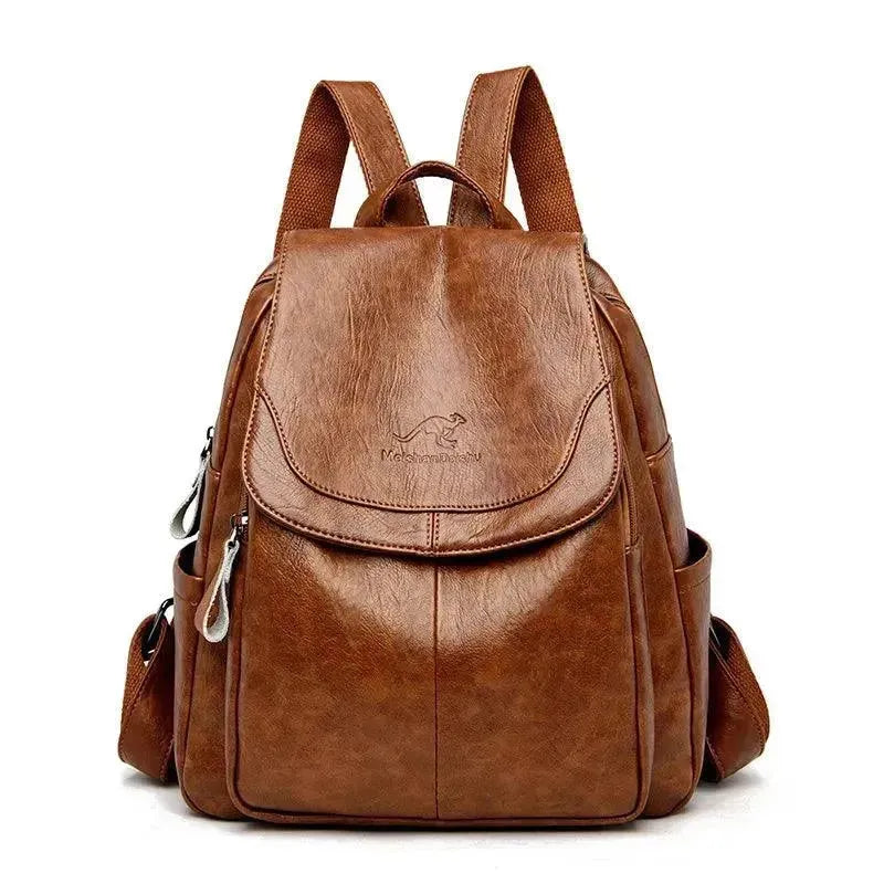 Vintage Soft Leather Women's Backpack - Stylish & Durable Travel Bag for Work, College & Everyday Use