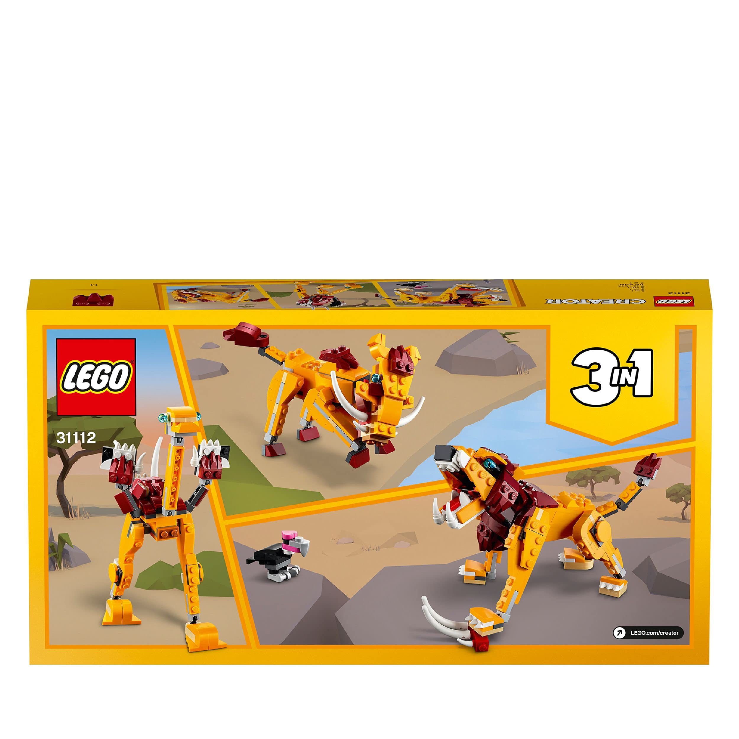 LEGO Creator 3-in-1 Wild Lion Building Set 31112 - Creative Toy for Kids & Adults - Perfect for Birthday Gifts & Home Decor