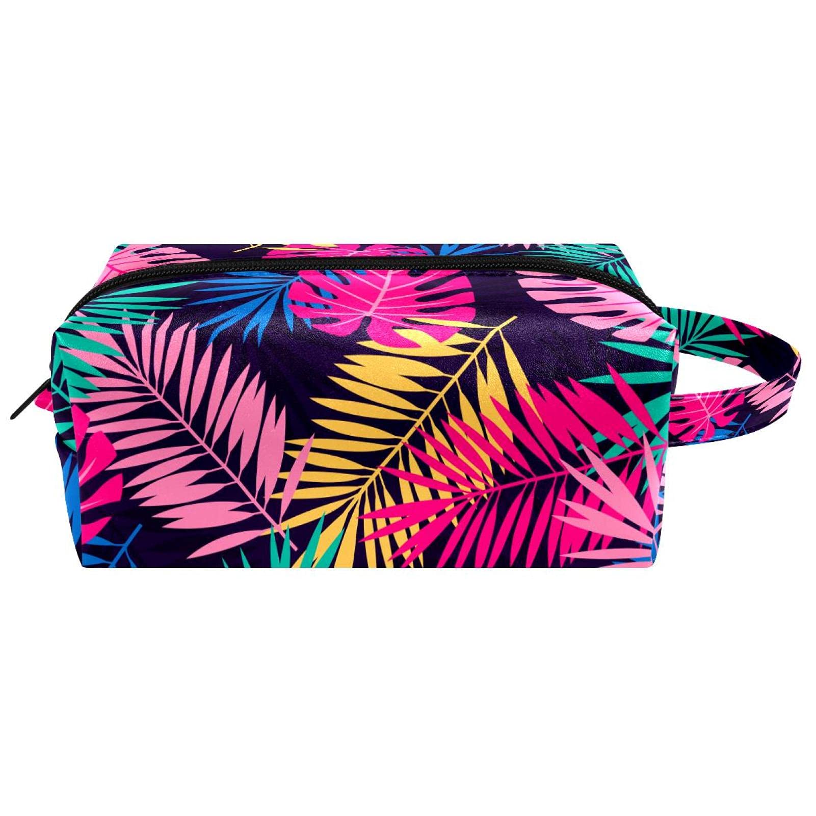 Tropical Leaf Cosmetic Bag - Waterproof Travel Toiletry Pouch for Women & Kids