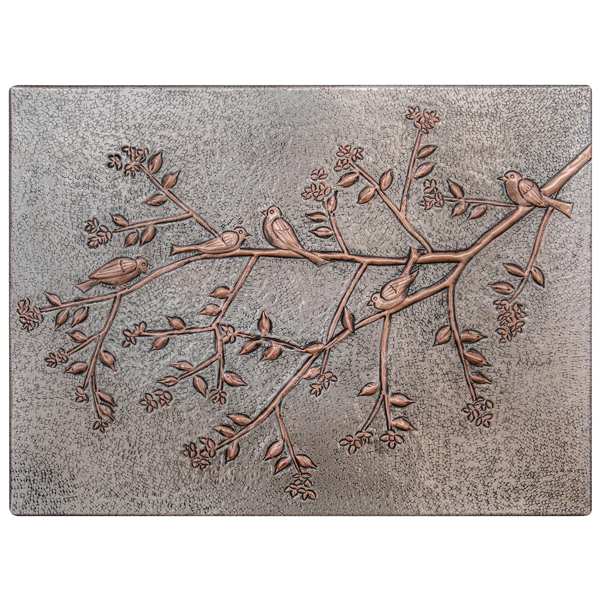 Custom Handmade Copper Backsplash Tile - Birds on Tree Branches Design, Gray & Copper Kitchen Backsplash Panel for Indoor & Outdoor Wall Decor | Perfect for Modern Kitchens, Bathrooms, and Patio Accents