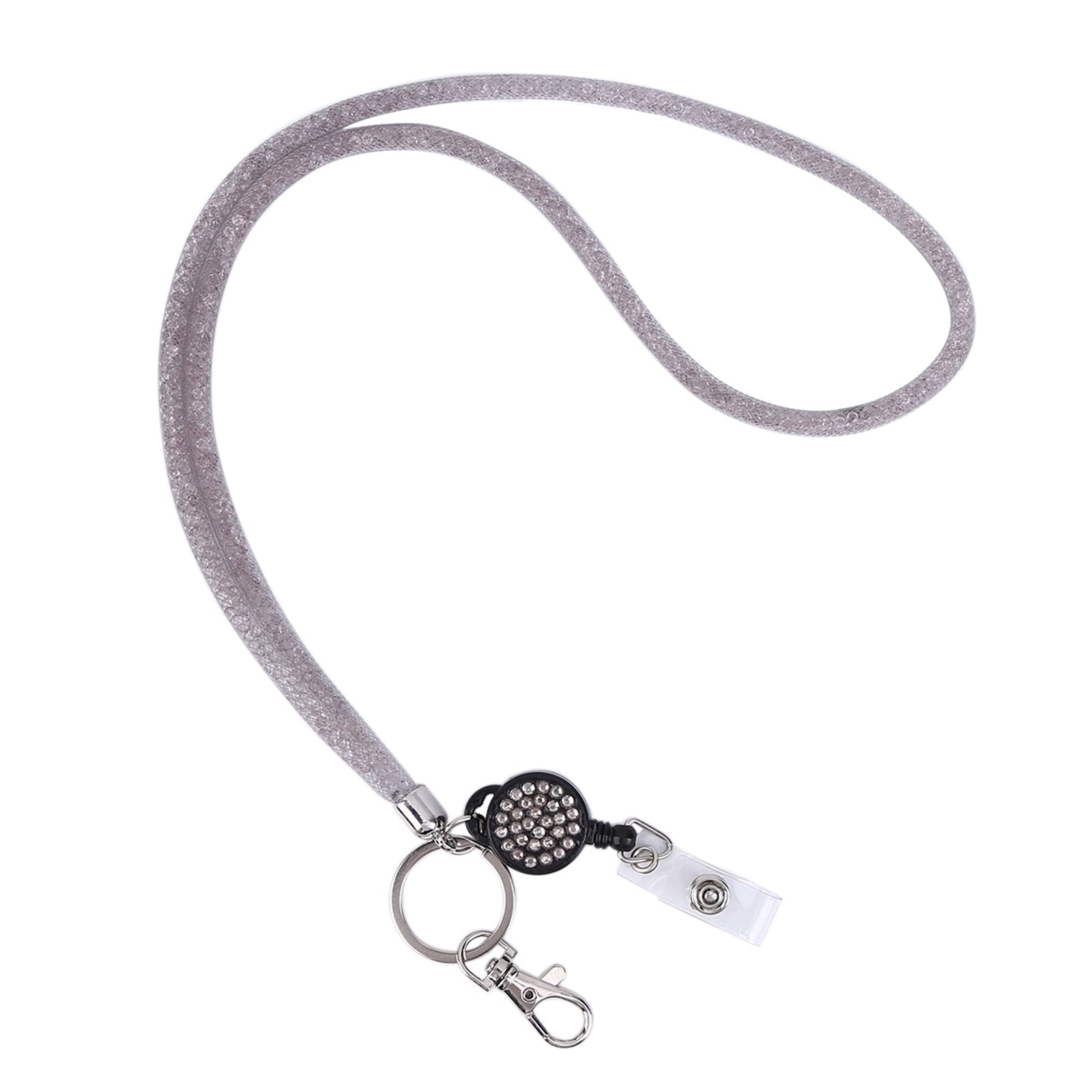 Sparkling Rhinestone ID Card Lanyard with Retractable Badge Reel & Safety Clasp - Crystal Bling Neck Strap for Women's Name Badge, Keys, Phone Holder | Perfect for Nurses, Teachers, Office Work & Events