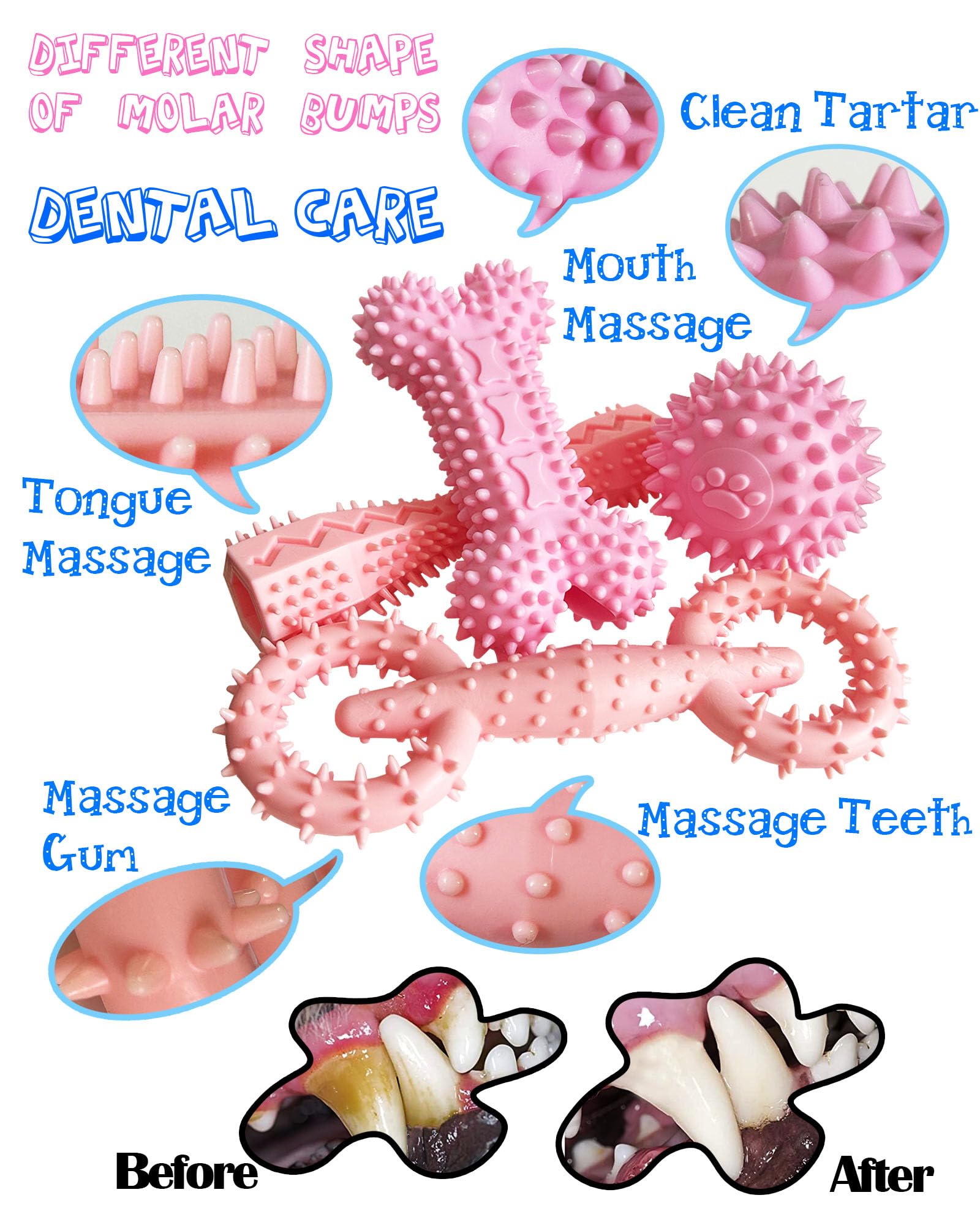 4 Pack Puppy Chew Toys for Small Dogs 2-8 Months - Soft Teething Toys for Puppies, Dental Cleaning Chew Toys, Durable Interactive Dog Toys for Boredom & Anxiety Relief - Perfect for Teething, Training & Playtime (Pink)