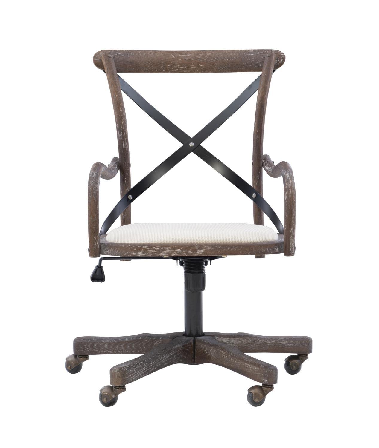 Linon Carson Cafe Office Chair - Ergonomic Gray Wash Fabric Desk Chair for Home & Office Use - Perfect for Work, Study, and Conference Rooms