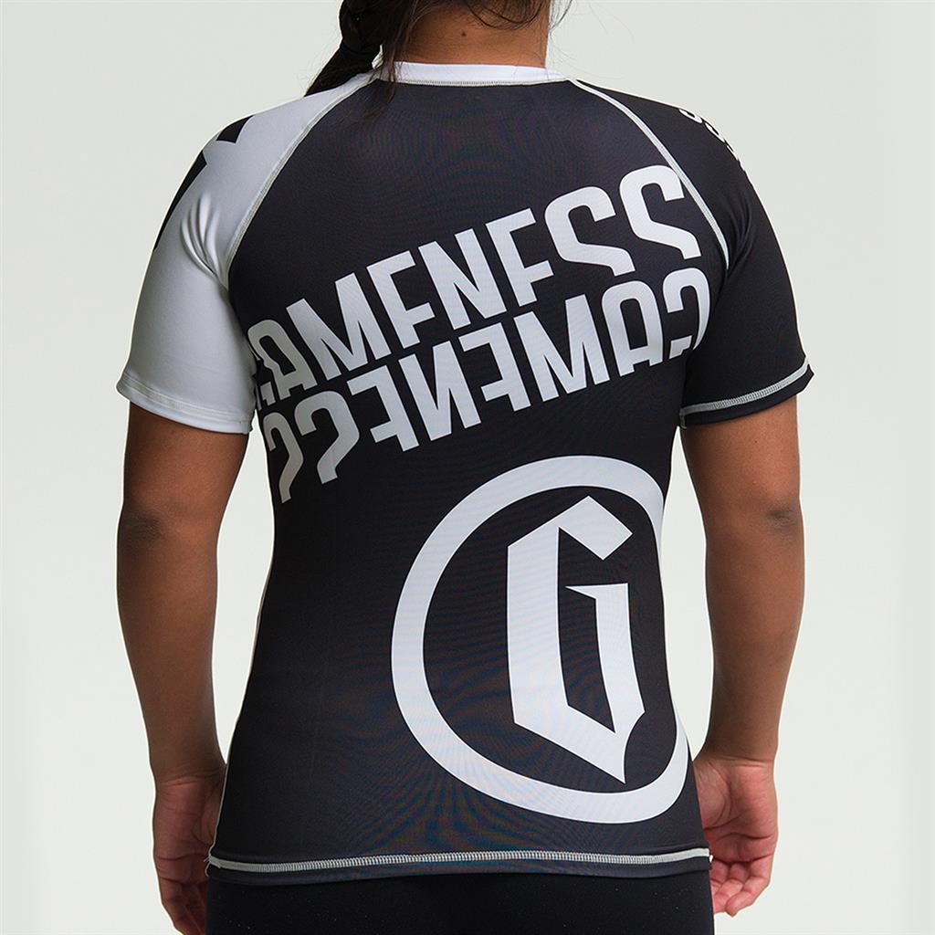 Gameness Women's Short Sleeve Pro Ranked Rash Guard - BJJ MMA Training, Grappling & No-Gi Jiu Jitsu Competition Wear