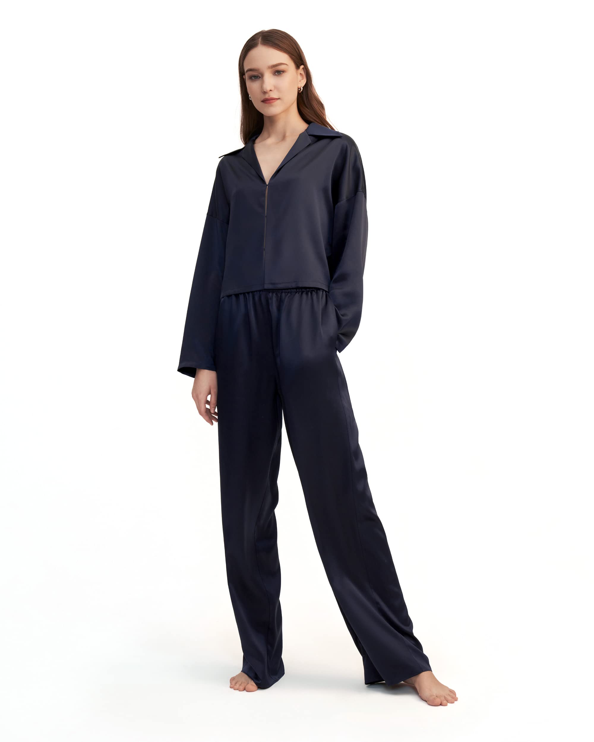 LilySilk Women's 100% Pure Silk Pajama Set - Luxurious 2-Piece PJS for Sleep & Lounge - Perfect for Gifts, Bridal Shower & Relaxing Evenings