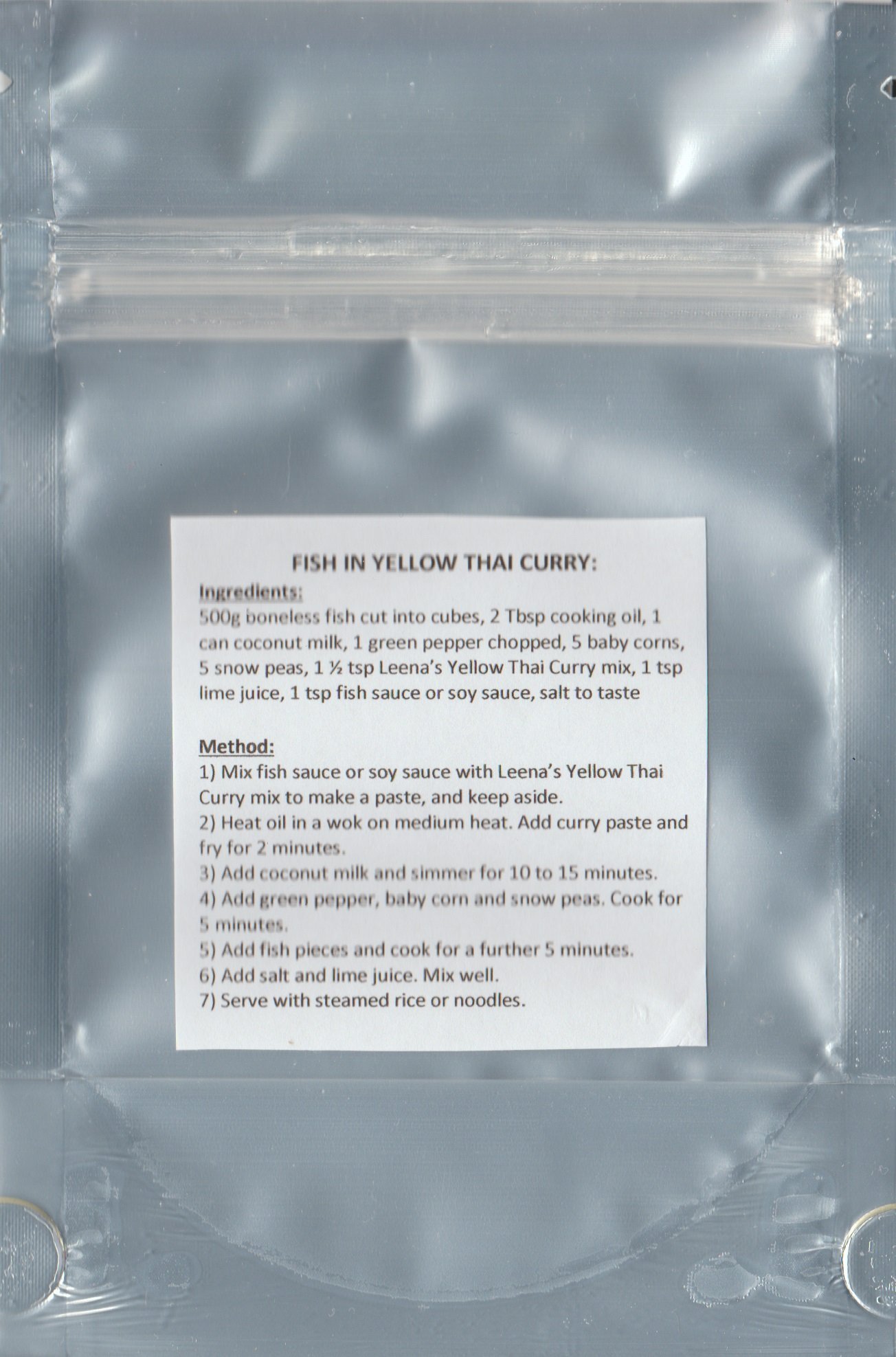 LEENA SPICES Premium Thai Yellow Curry Powder - Gluten Free, Salt Free, No Artificial Coloring - Authentic Thai Spice Blend with Coconut Fish Recipe - Perfect for Thai Curry, Stir Fry, Soup & Rice Dishes - Enjoy Restaurant-Quality Spicy Thai Food at Home