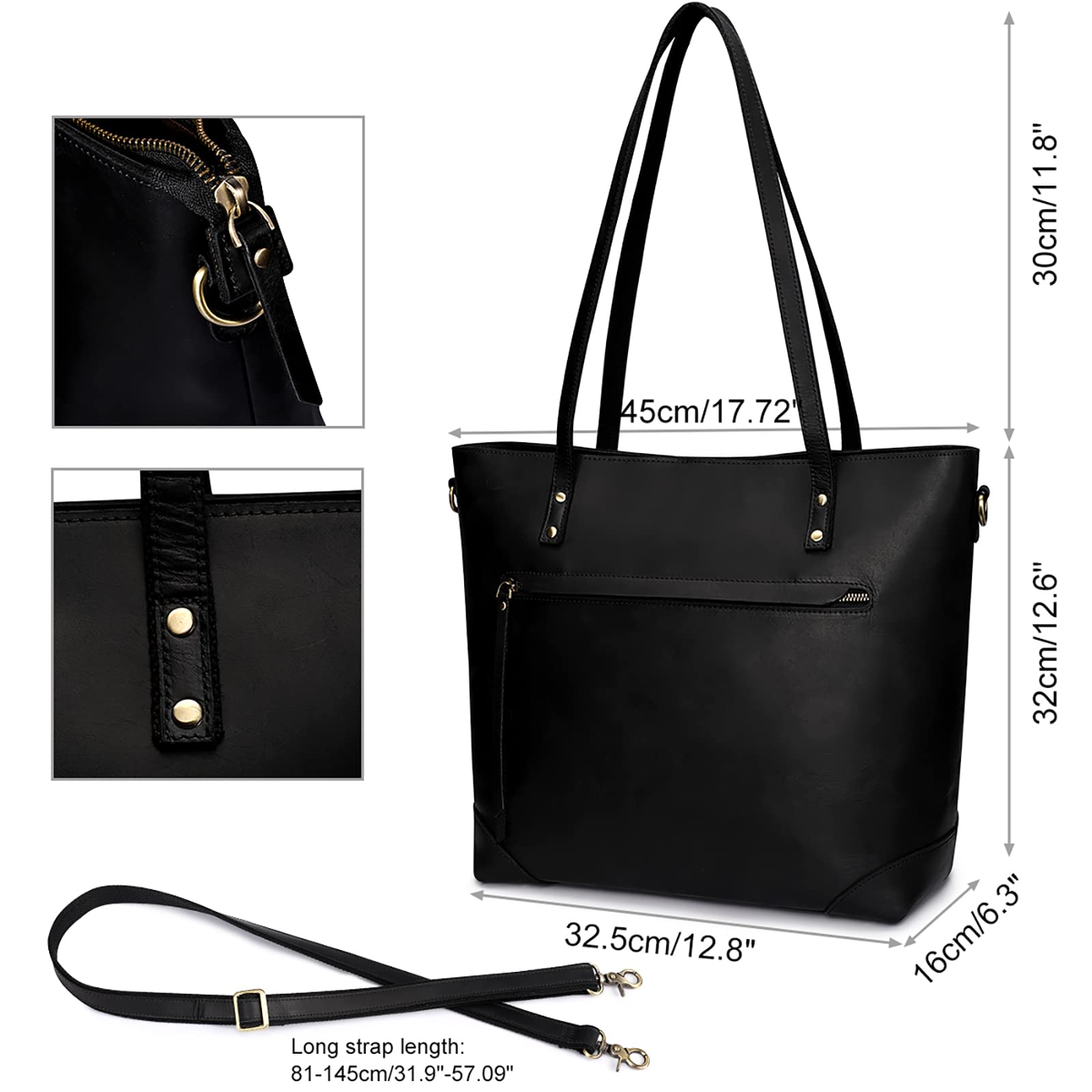 S-ZONE Women's Genuine Leather Tote Bag Set with RFID Blocking Faux Leather Crossbody Phone Purse - Stylish Work Bag & Travel Companion for Office, Shopping & Daily Use