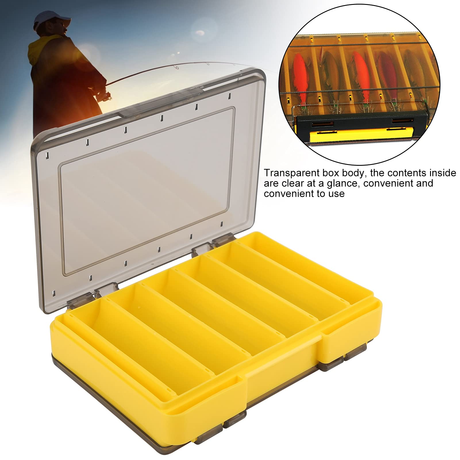 Ubersweet® Fishing Hook Storage Box - Durable Polypropylene Material for Long Service Life | Waterproof & Practical Fishing Accessories for Hooks, Lures & Tackle | Ideal for Saltwater & Freshwater Fishing Trips, Boat & Shore Fishing (Yellow)