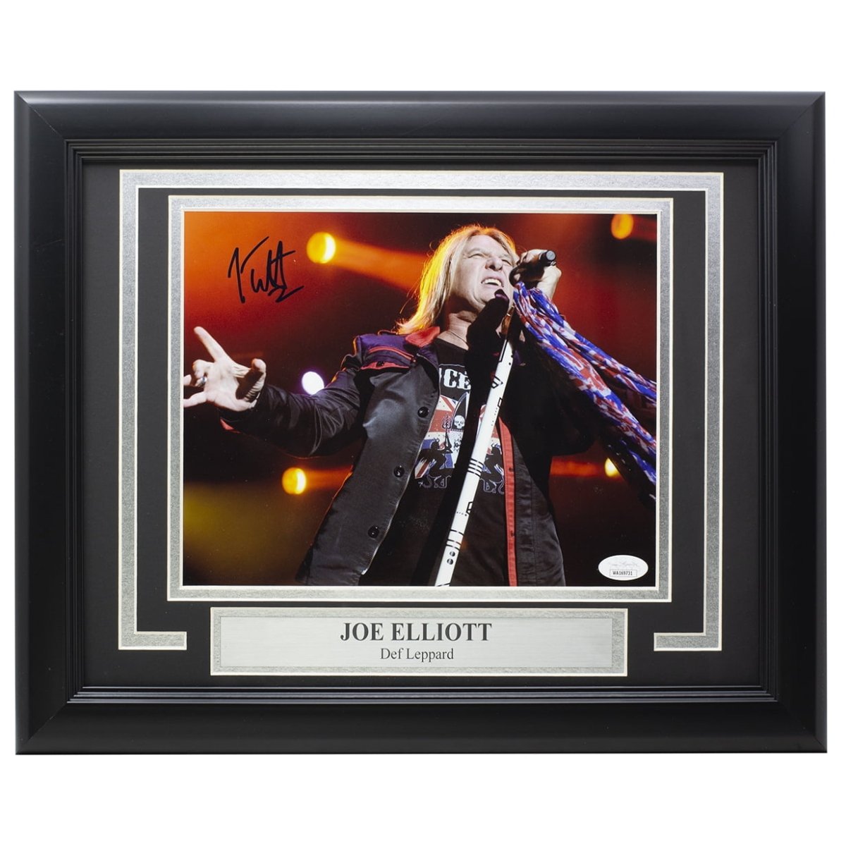 Joe Elliott Autographed Framed 8x10 Def Leppard Photo with JSA COA - Perfect for Music Memorabilia Collectors & Rock Band Decor