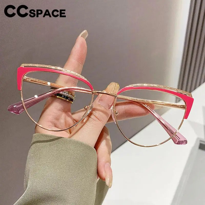 CCspace Women's Full Rim Square Cat Eye Titanium Eyeglasses Frame - Lightweight TR90 Acetate Glasses for Women - Perfect for Work, Reading & Fashion Accessories
