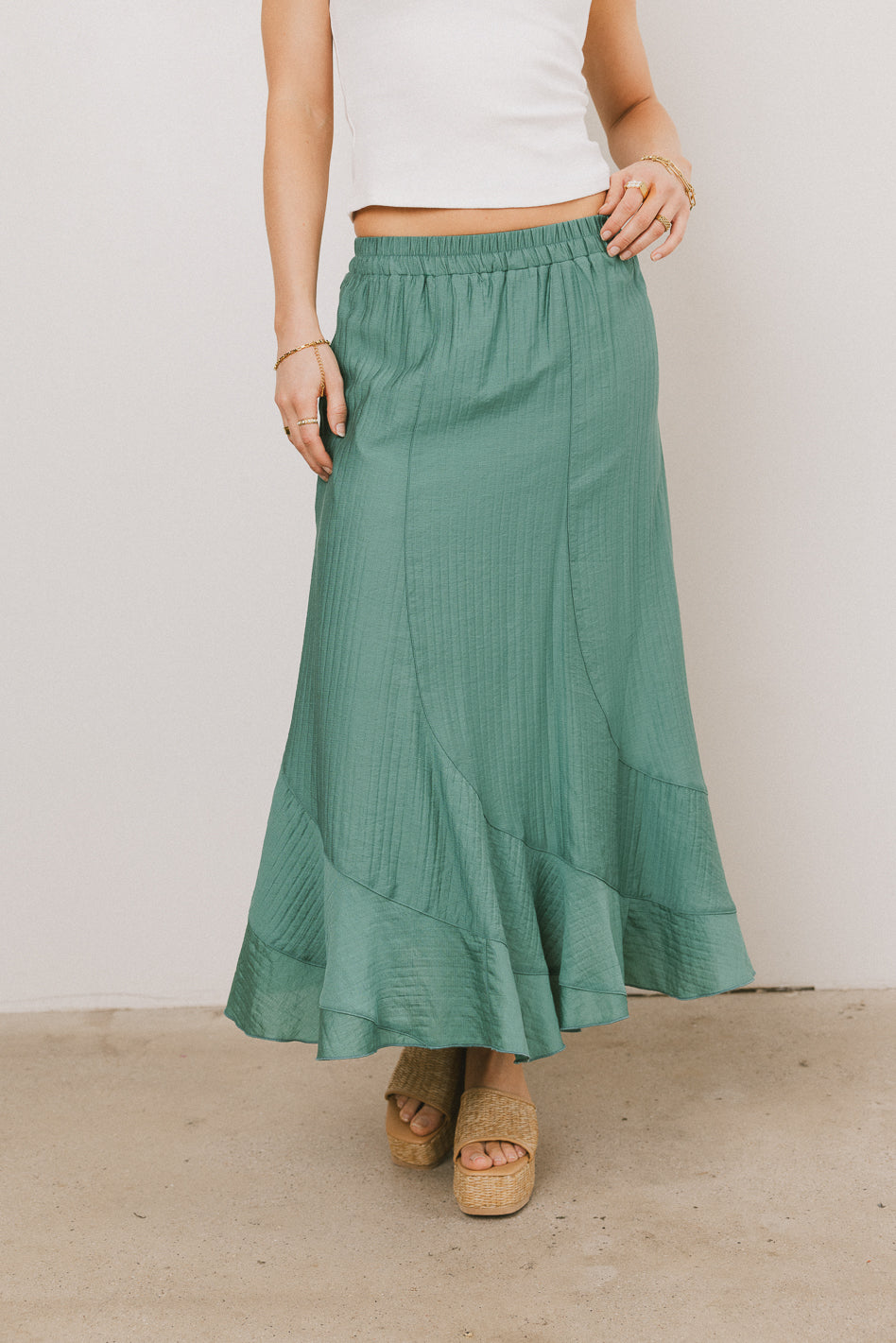 Amara Maxi Skirt in Teal - Flowy Long Boho Skirt for Women - Perfect for Beach Vacations, Summer Outfits & Boho Fashion