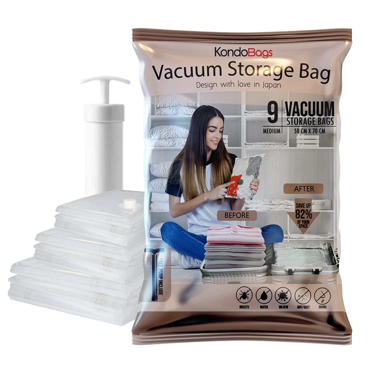 Vacuum Storage Bags for Clothes - Medium Travel Packing Bags for Space Saving