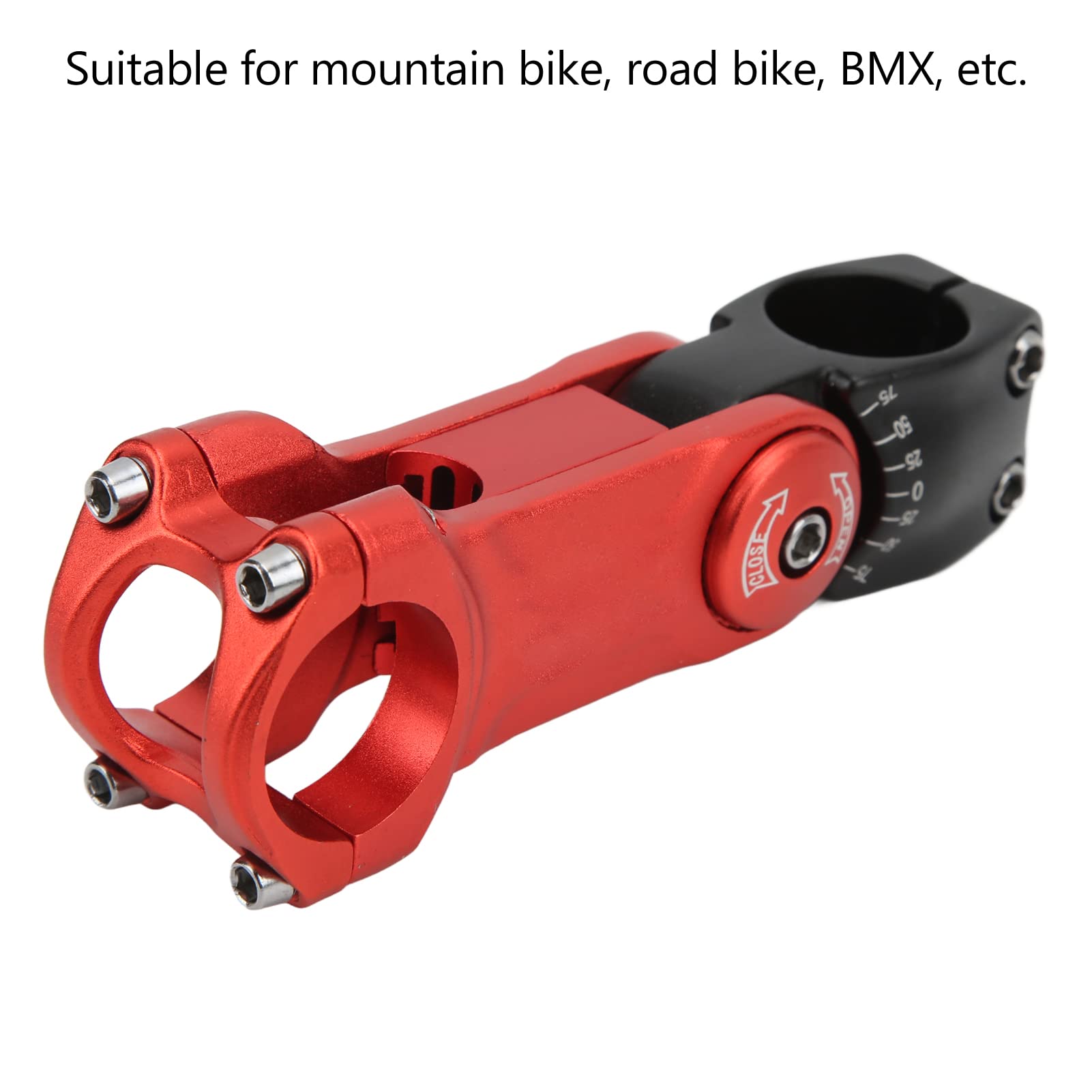Alomejor Adjustable CNC Machined Bike Handlebar Stem - Hollow Design for Mountain & Road Bikes (Red/Black) | Perfect for Commuting, Trail Riding & Performance Cycling