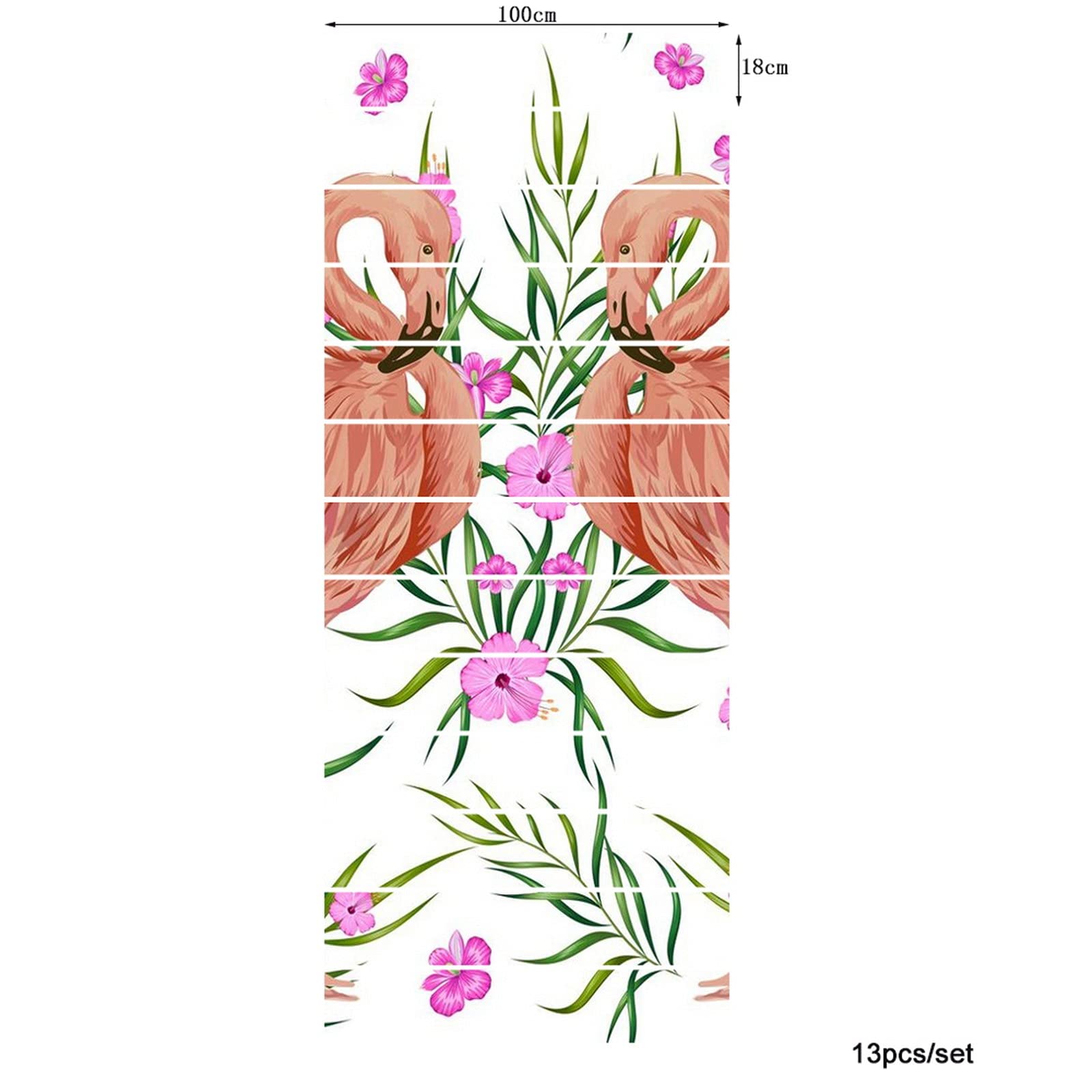 3D Self-Adhesive Removable Flamingo Stair Decals - Pink Tropical Birds & Leaves Vinyl Stickers for Stair Risers, Kitchen Tiles, Walls - 13-Piece Set - Perfect for Home Decor, Nursery, Bathroom & Office Spaces