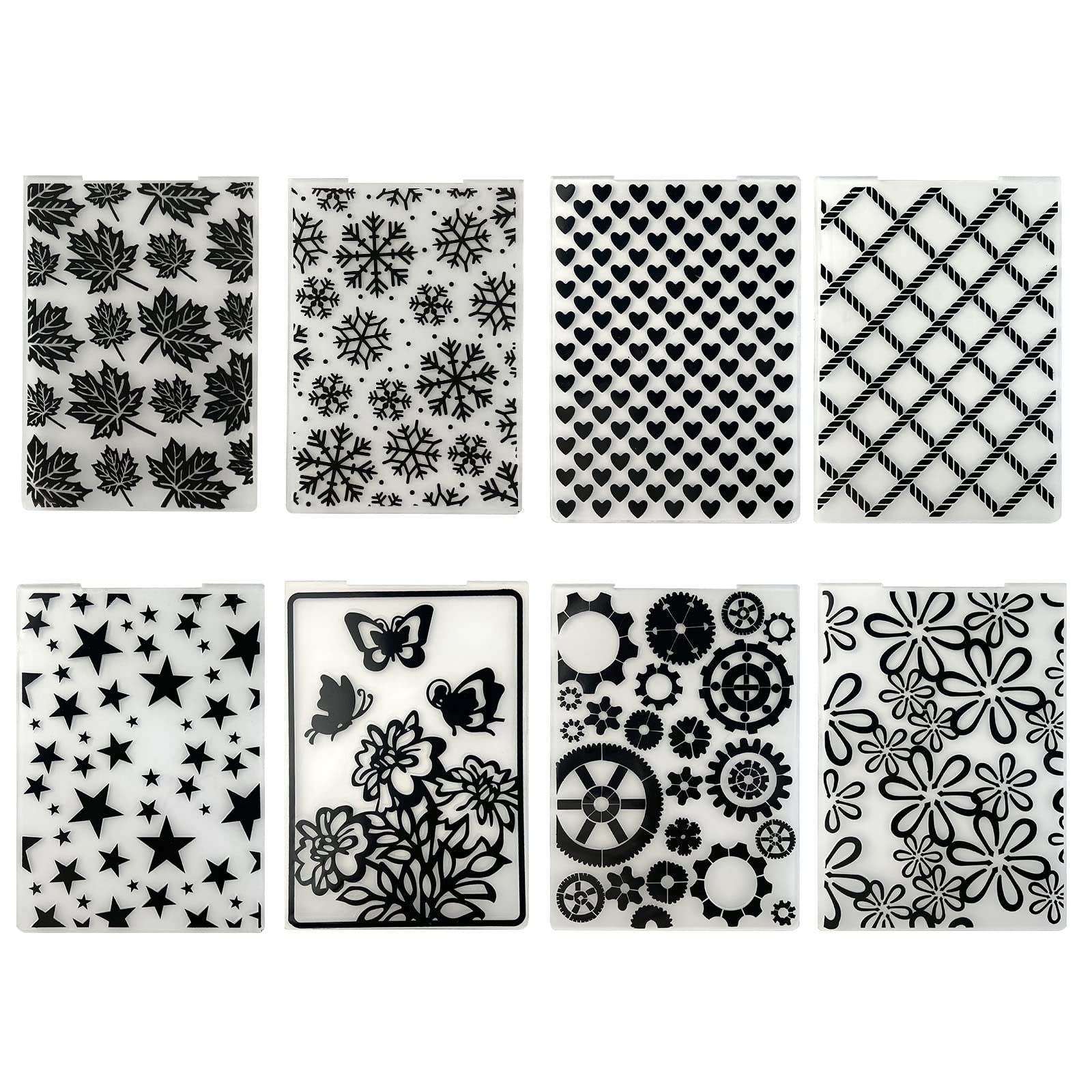 Rainmae 8-Piece Embossing Folder Set - Heart, Gear & Stripe Patterns for DIY Card Making, Scrapbooking, Photo Albums | Perfect for Handmade Greeting Cards, Wedding Invitations & Craft Decorations