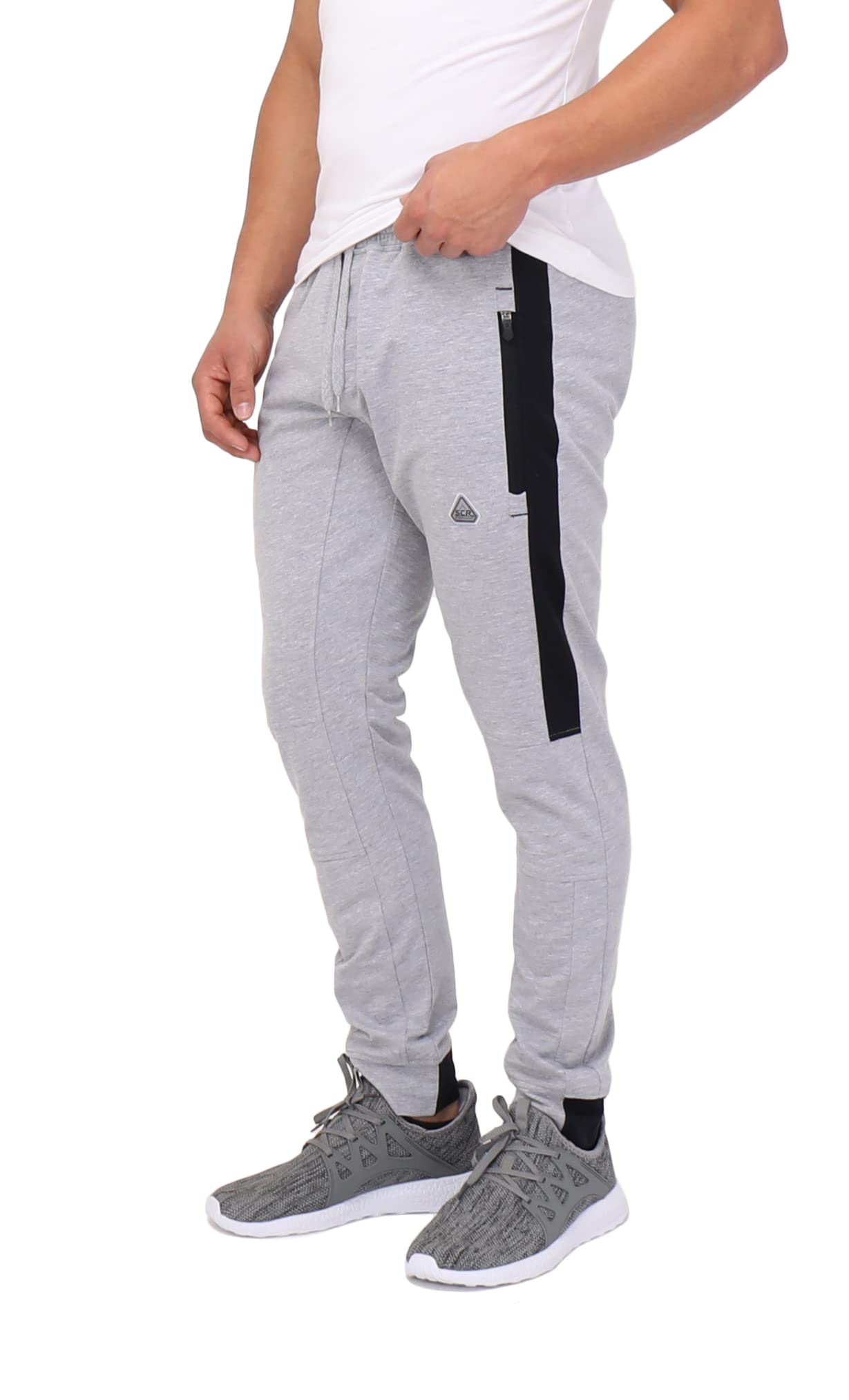 **SCR SPORTSWEAR Men's Tall Jogger Sweatpants - Athletic Workout Pants with Zipper Pockets for Running, Gym & Casual Wear**
