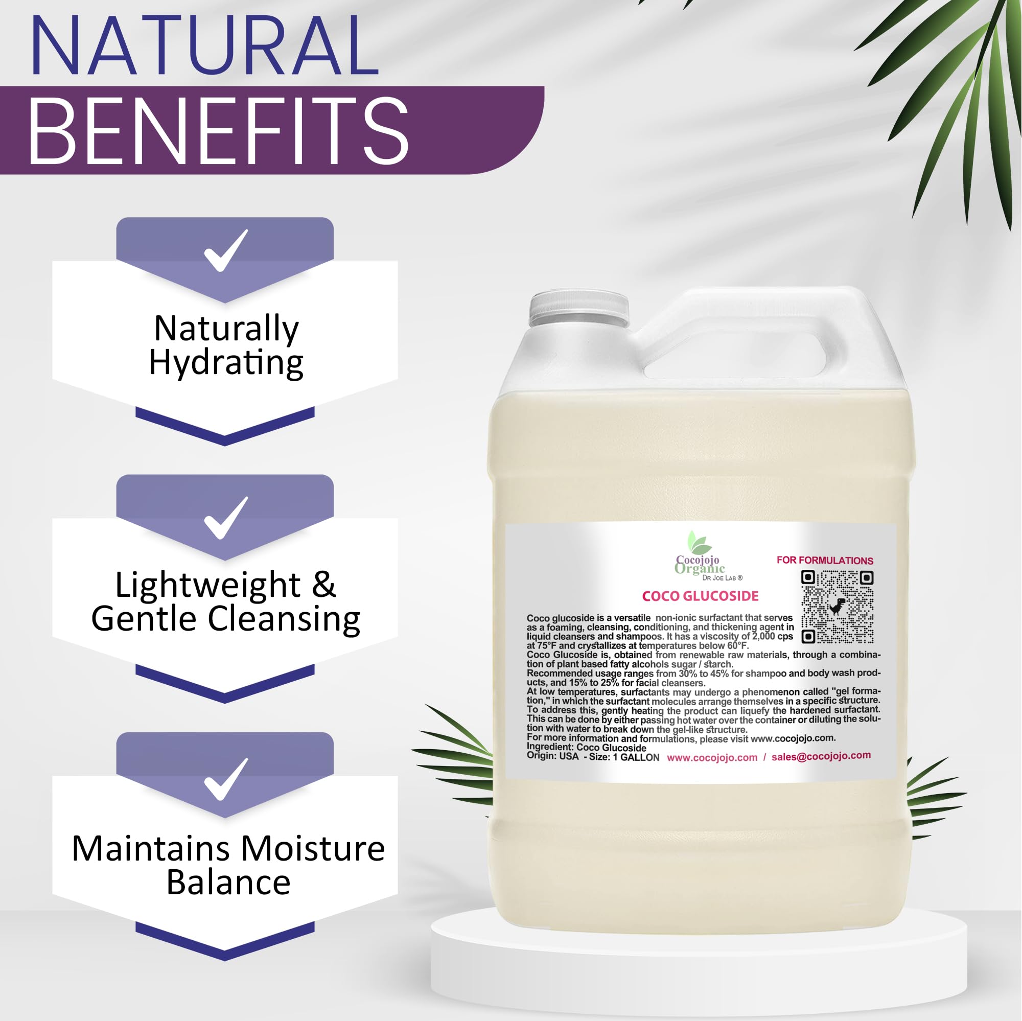 **Cocojojo Coco Glucoside Natural Surfactant - Plant-Based Soap Making Ingredient for DIY Shower Gel, Face Wash & Body Wash - Gentle & Eco-Friendly - 1 Gallon (Pack of 1) - Perfect for Homemade Skincare & Natural Cleaning Products**