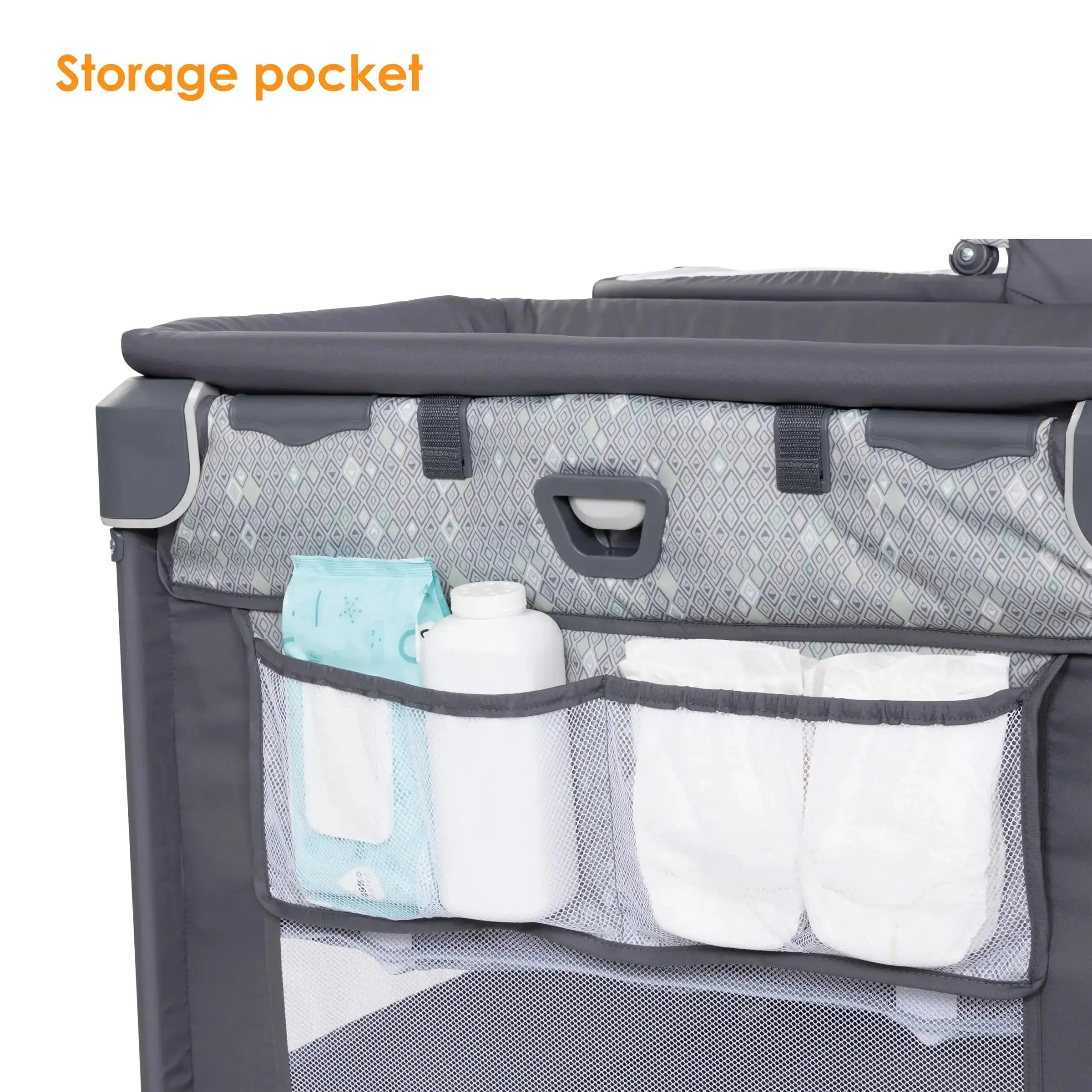 Meijer Exclusive Nursery Den Playard with Snooze Pod & Flip Over Changer in Diamond Sage - Portable Baby Crib for Home, Travel & Daycare Use