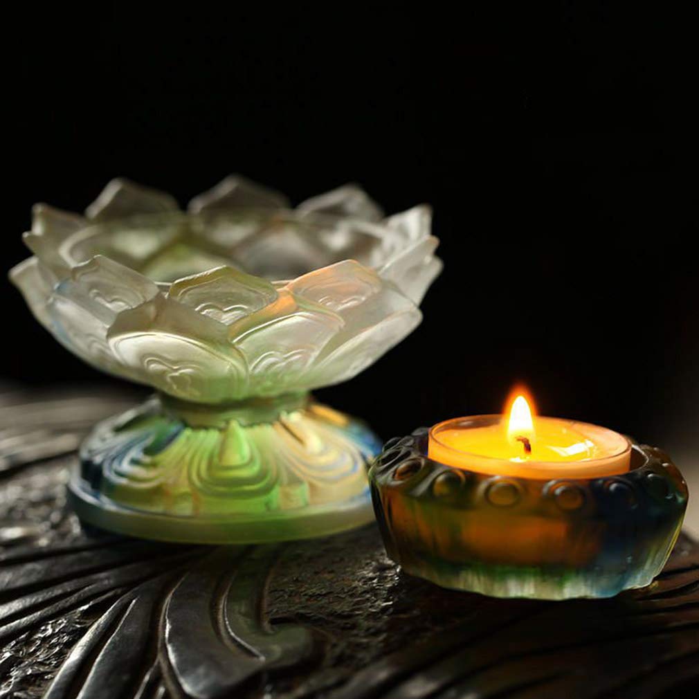 Elegant Crystal Glass Lotus Candle Holder - Zen Buddhist Altar Decor, Romantic Wedding Centerpiece & Christmas Gift for Home, Windowsill, Party Lighting