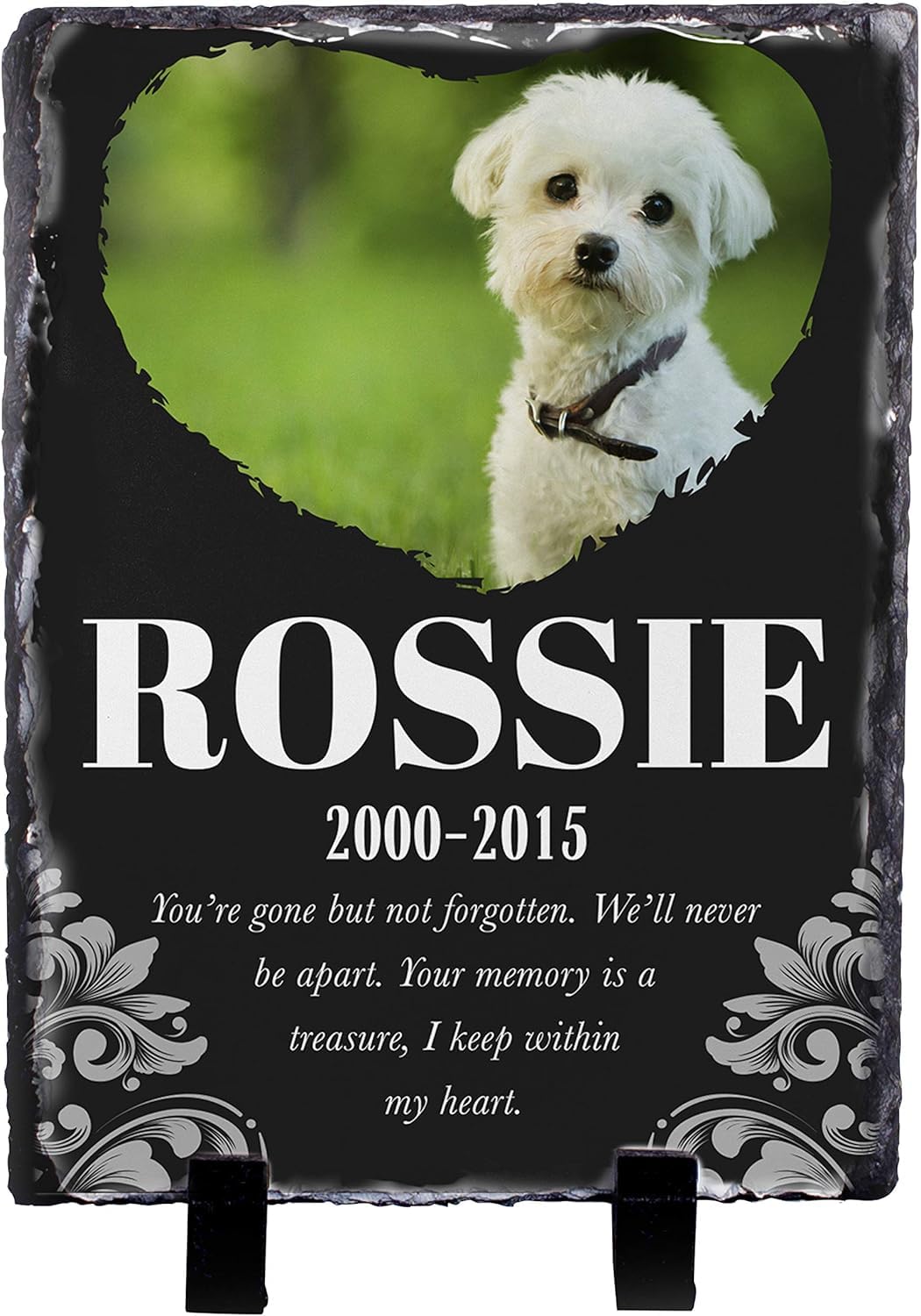 Custom Engraved Dog Memorial Stone with Photo - 8x12 Inch Personalized Granite Pet Memorial Plaque for Dogs & Cats - Indoor/Outdoor Pet Loss Gift, Pet Cemetery Headstone - Perfect for Backyard Memorials & Pet Gravesites