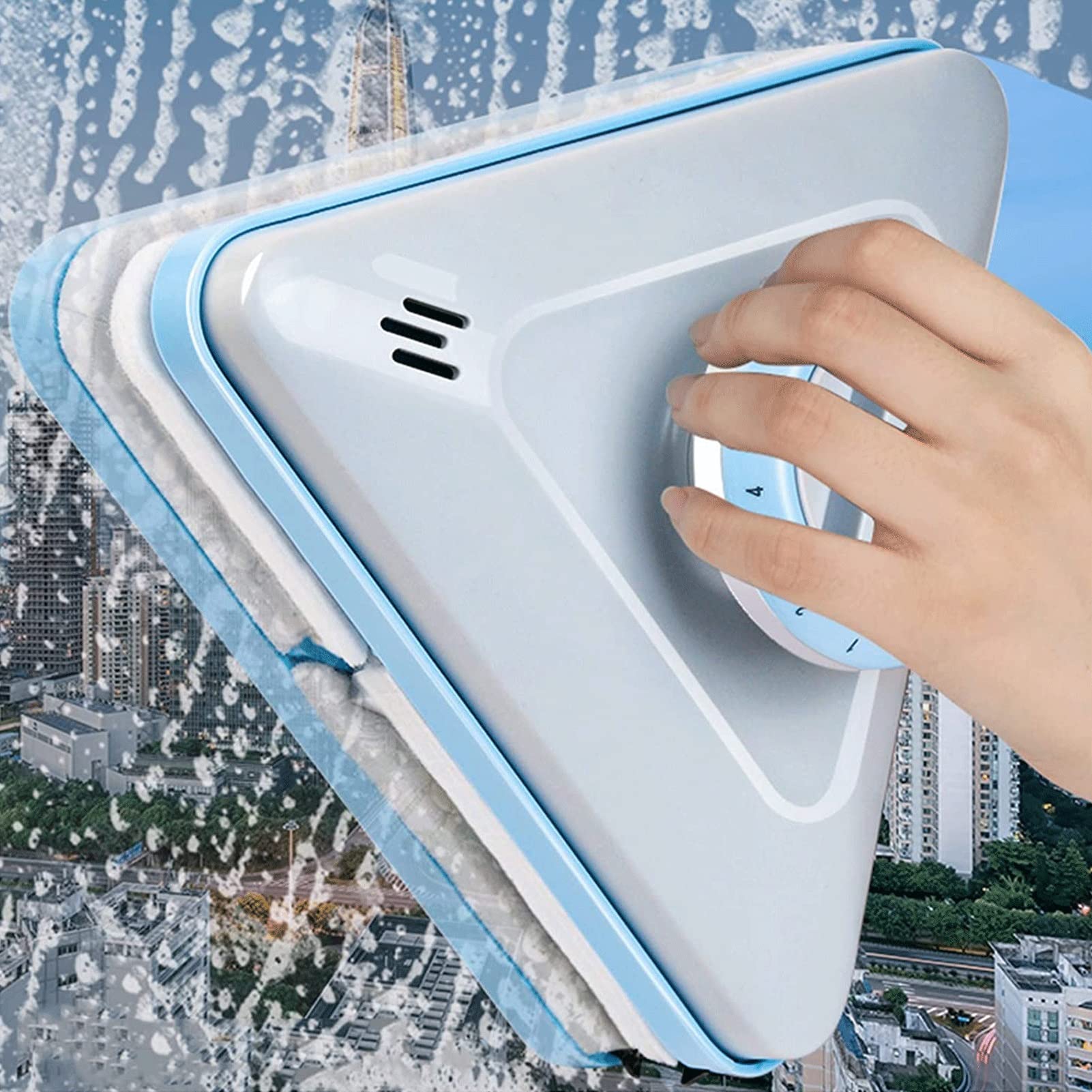 ZBQLKM Magnetic Window Cleaner - 5-Gear Adjustable Outside Window Washer with Water Storage Sponge for 5-30mm Double Pane Glass | Perfect for High-Rise Buildings, Skyscrapers & Hard-to-Reach Windows | Indoor/Outdoor Home & Office Cleaning Tool