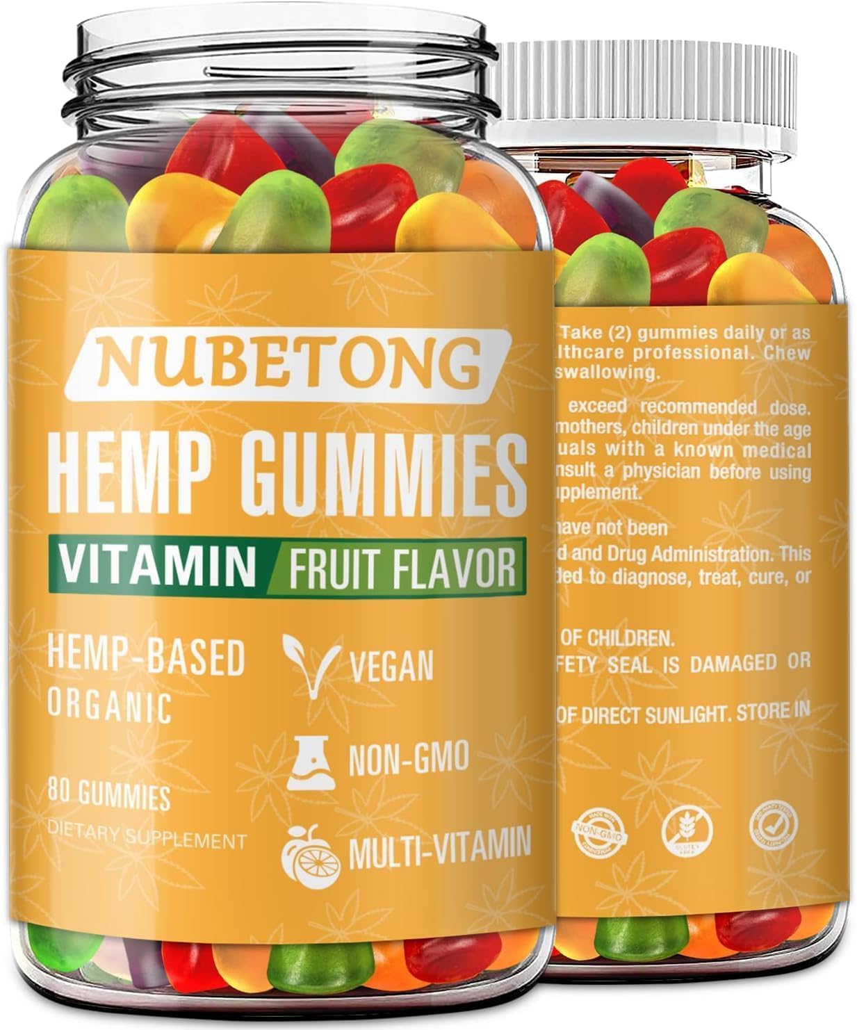 High Potency Hemp Gummies with Hemp Oil Extract - Organic Fruit Flavor Vitamin Supplement for Relaxation & Sleep Support | Stress Relief, Wellness & Daily Calm Aid
