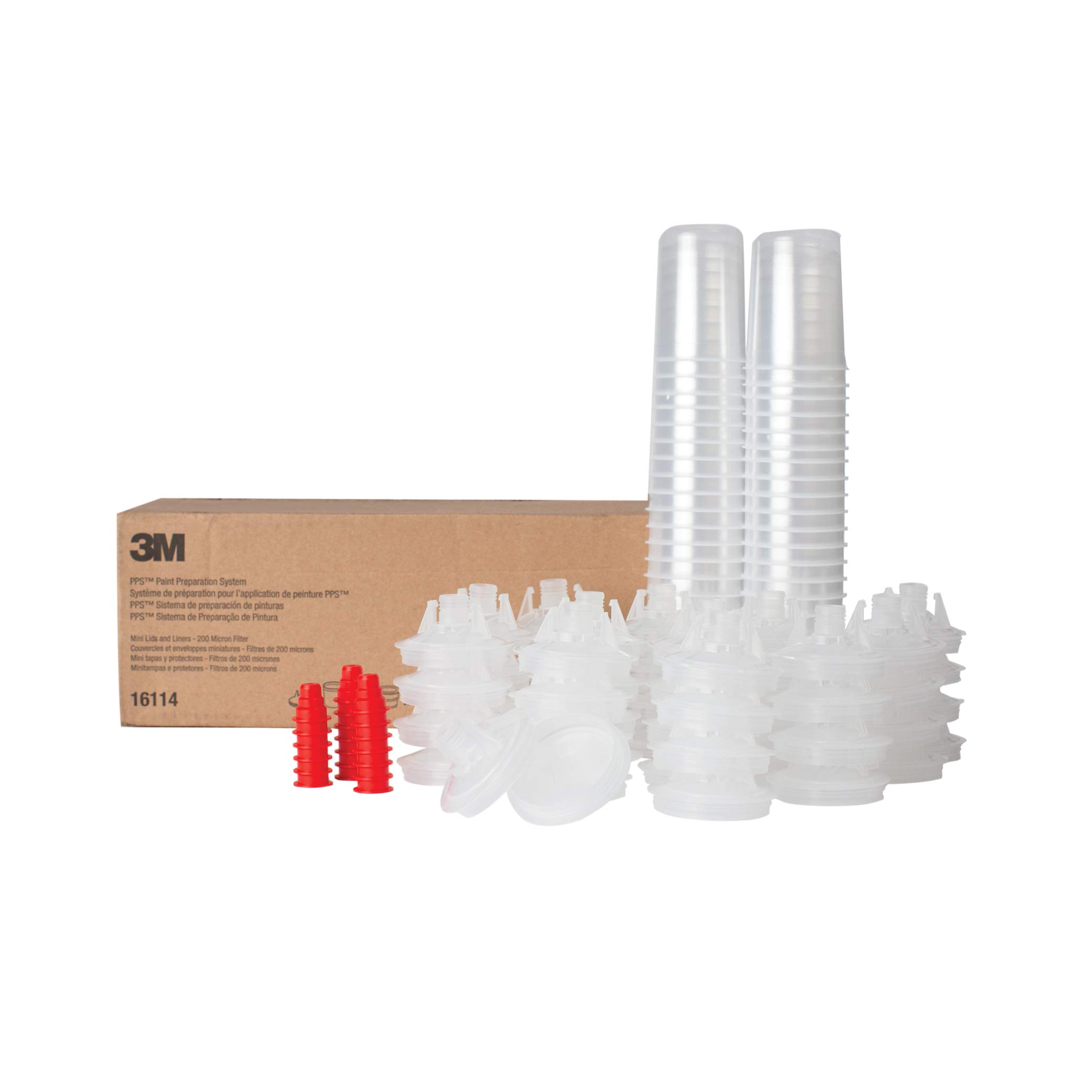 3M PPS (Original Series) Paint Spray Gun Cup Lids and Liners Kit - 16114 Mini 6 oz with 200-Micron Filter - 50 Disposable Lids & Liners + 20 Sealing Plugs - Perfect for Automotive Painting, Furniture Refinishing & Home DIY Projects