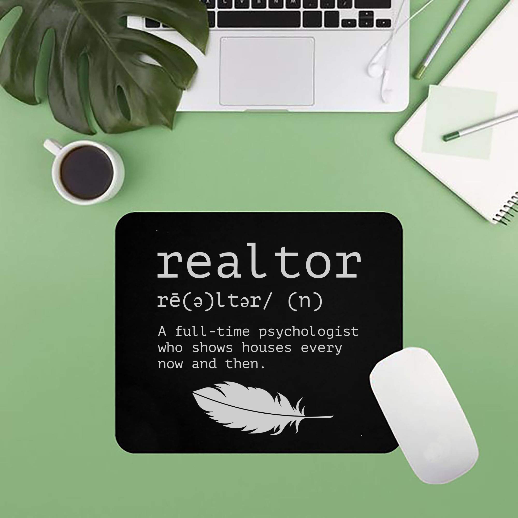 Funny Realtor Definition Mouse Pad - Sarcastic Gag Gift for Real Estate Agents - Non-Slip Computer Mouse Mat for Office & Home Use