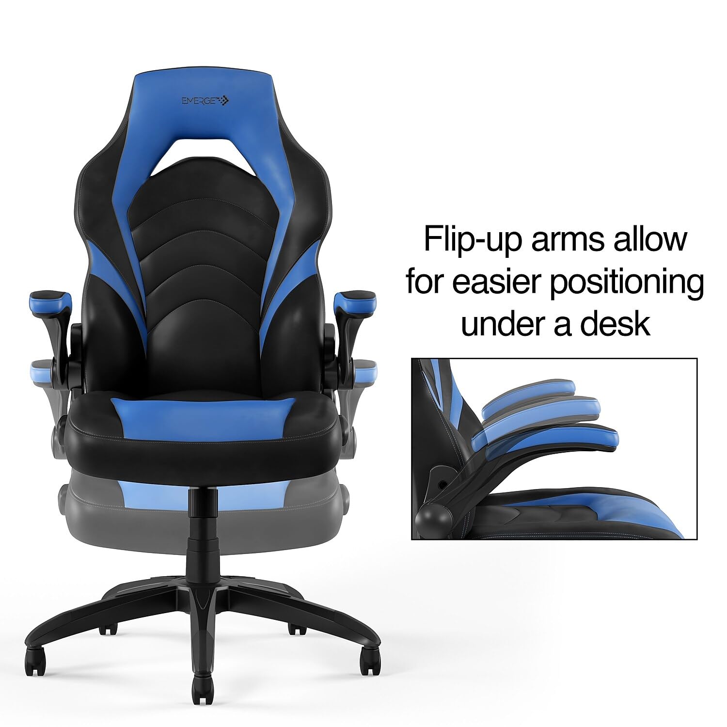 Premium Bonded Leather Gaming Chair with Ergonomic Design - Black & Blue for Ultimate Comfort | Perfect for PC Gaming, Office Work & Home Entertainment
