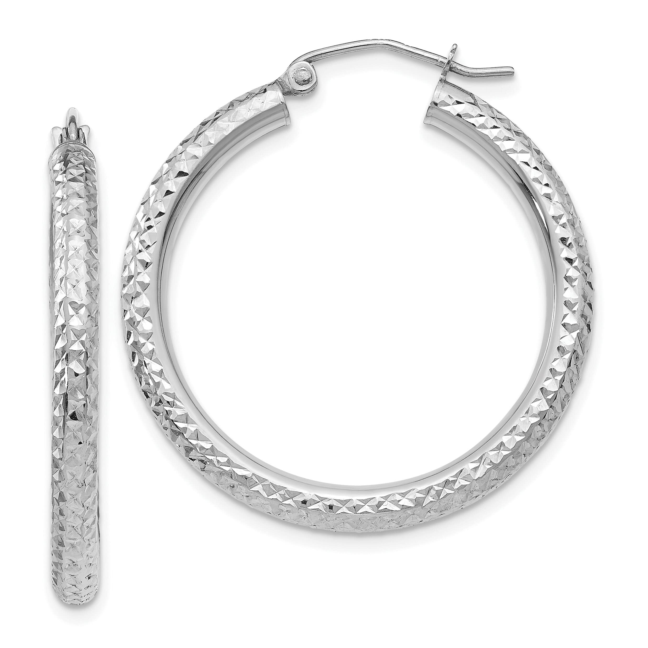 14K White Gold Hoop Earrings for Women - Classic Circle Dangle Earrings for Everyday Wear & Special Occasions