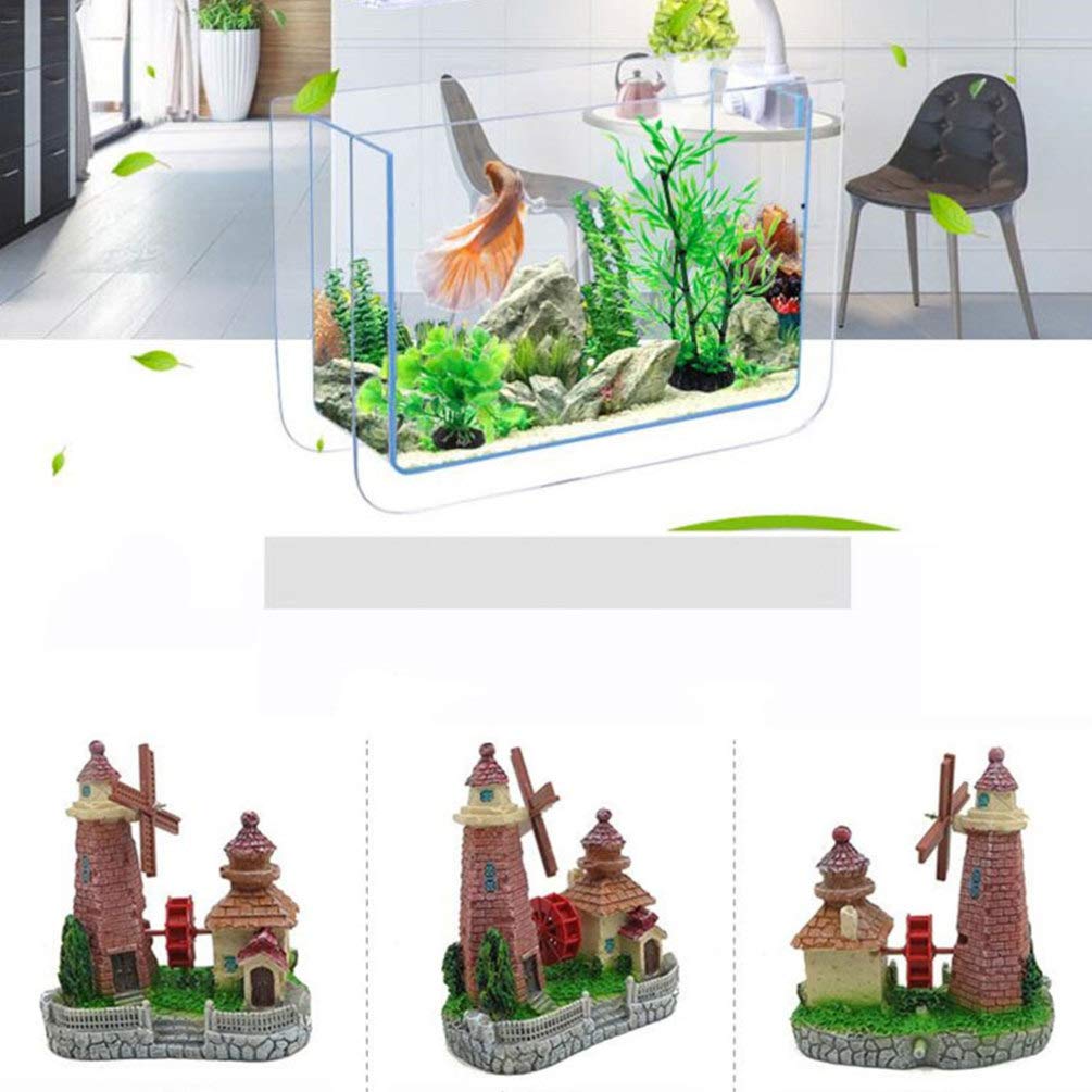 Balacoo Windmill Ornament - Aquarium Castle & Landscape Decor for Fish Tanks | Underwater Scenery, Fish Hideout & Tank Accessories | Perfect for Home Aquariums, Office Fish Tanks & Aquatic Displays
