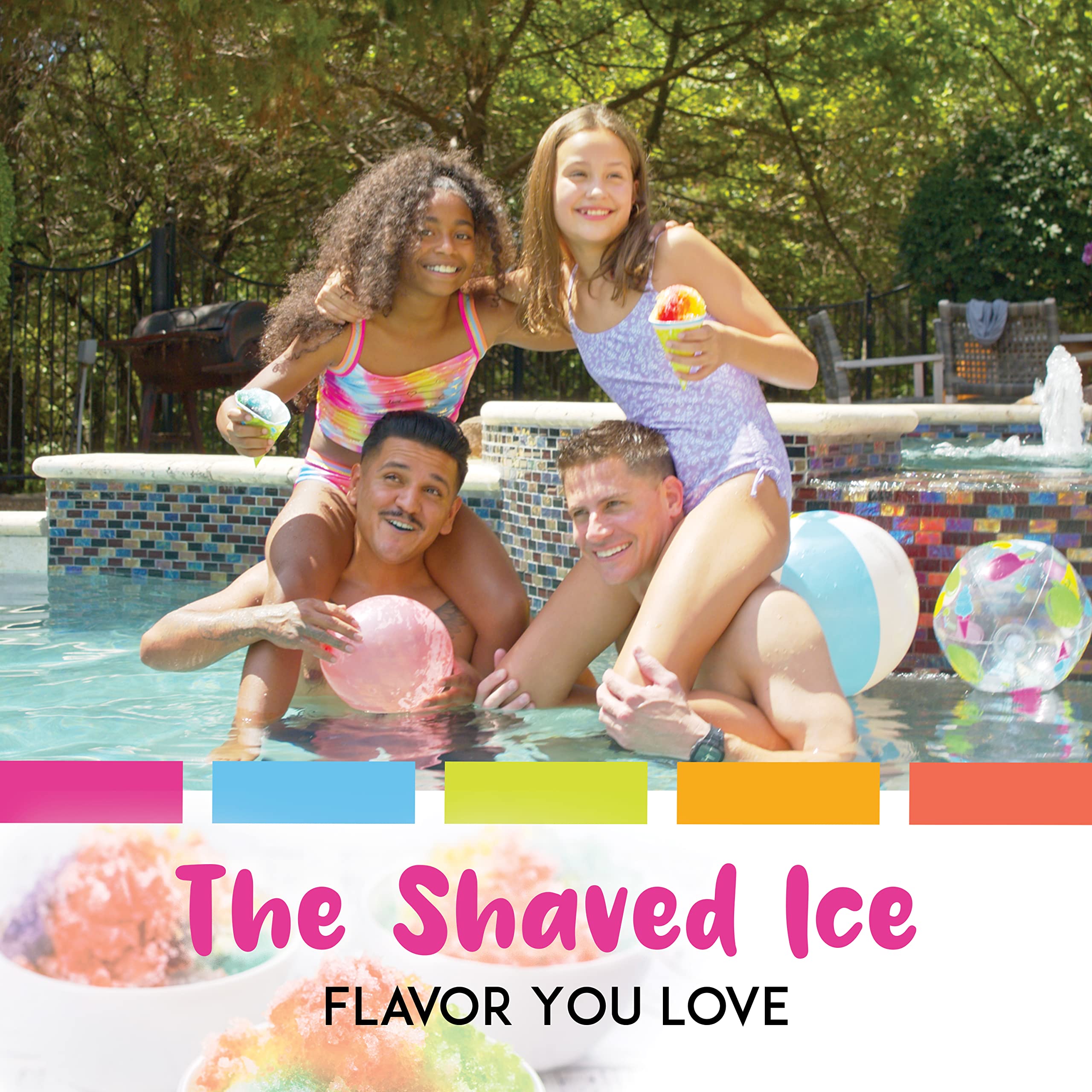 Premium Hawaiian Shaved Ice Machine S900A with 6 Flavor Snow Cone Syrup Kit - Includes Paper Cups, Spoon Straws & Bottle Pourers for Easy Serving - Perfect for Parties, Events & Home Use