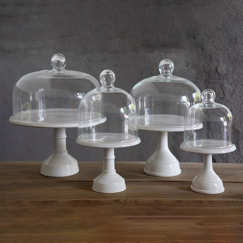 Casafina Glass Dome Cloche with Wooden Base - Elegant Display Dome for Cakes, Cupcakes, Desserts, Candles, Jewelry & Home Decor - Perfect for Weddings, Parties & Gift Packaging