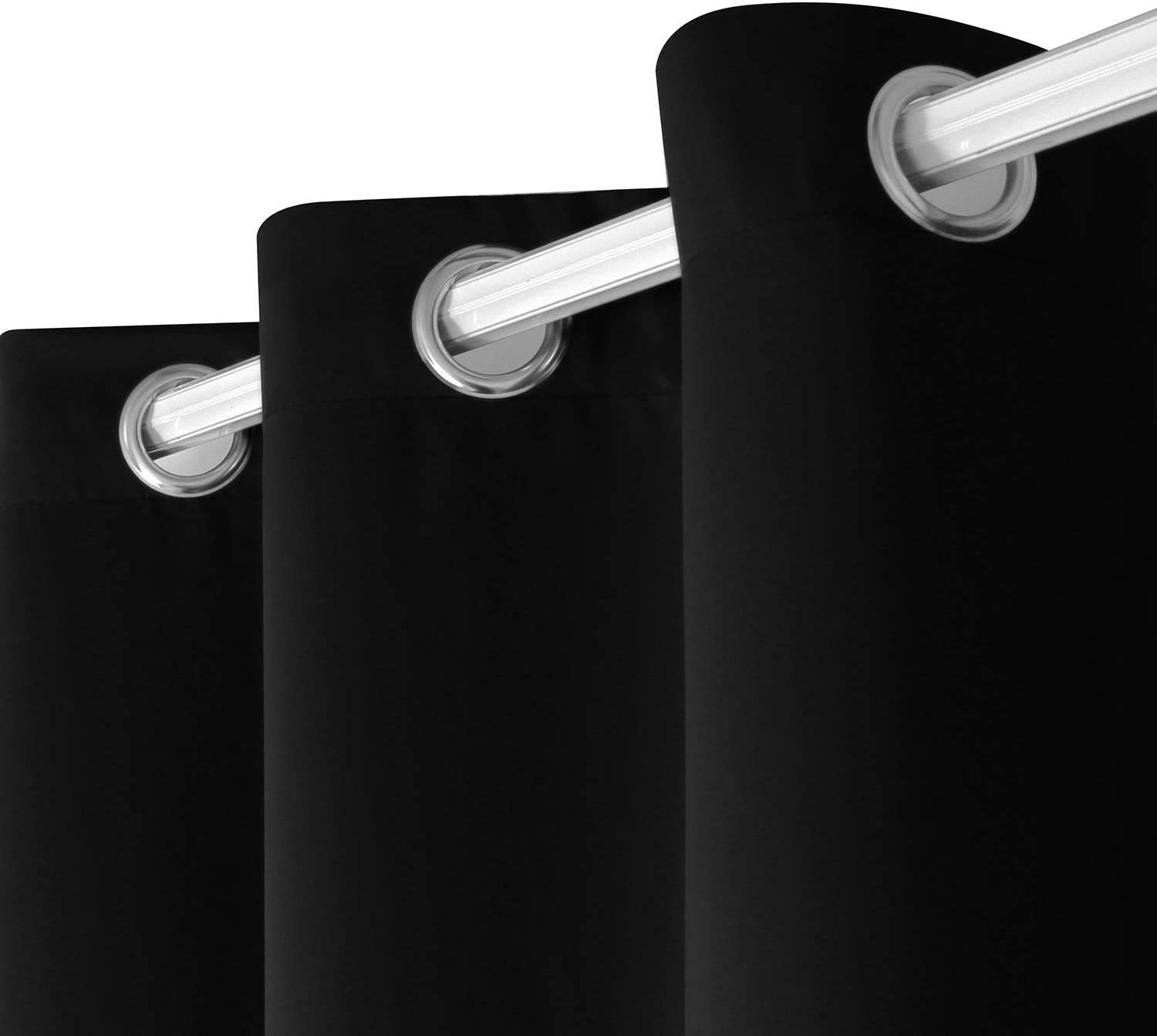 Black Thermal Insulated Window Curtains 55x98 Inches - Super Soft Light Reflecting Drapes for Bedroom & Living Room - Energy Efficient Room Darkening Window Treatment for Home Decor