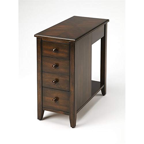 Beaumont Lane Classic Cherry Wood 4-Drawer Nightstand - Brown Bedside Table for Bedroom, Living Room & Office Storage - Vintage Style Chest with Spacious Drawers