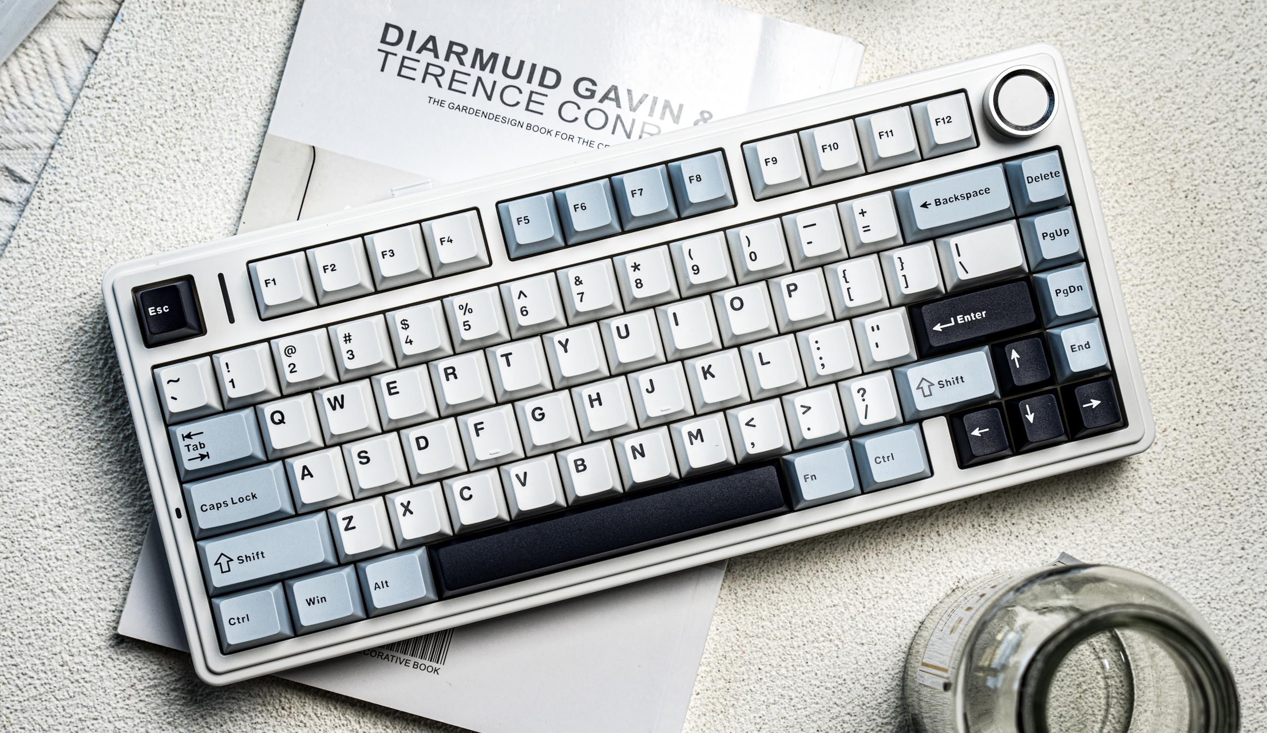 EPOMAKER x Aula F75 Gasket Mechanical Keyboard - 75% Wireless Hot-Swappable Gaming Keyboard with 5-Layer Padding & Knob, Bluetooth/2.4GHz/USB-C, RGB Backlit (Light Blue, LEOBOG Reaper Switch) - Perfect for Gaming, Typing & Office Work