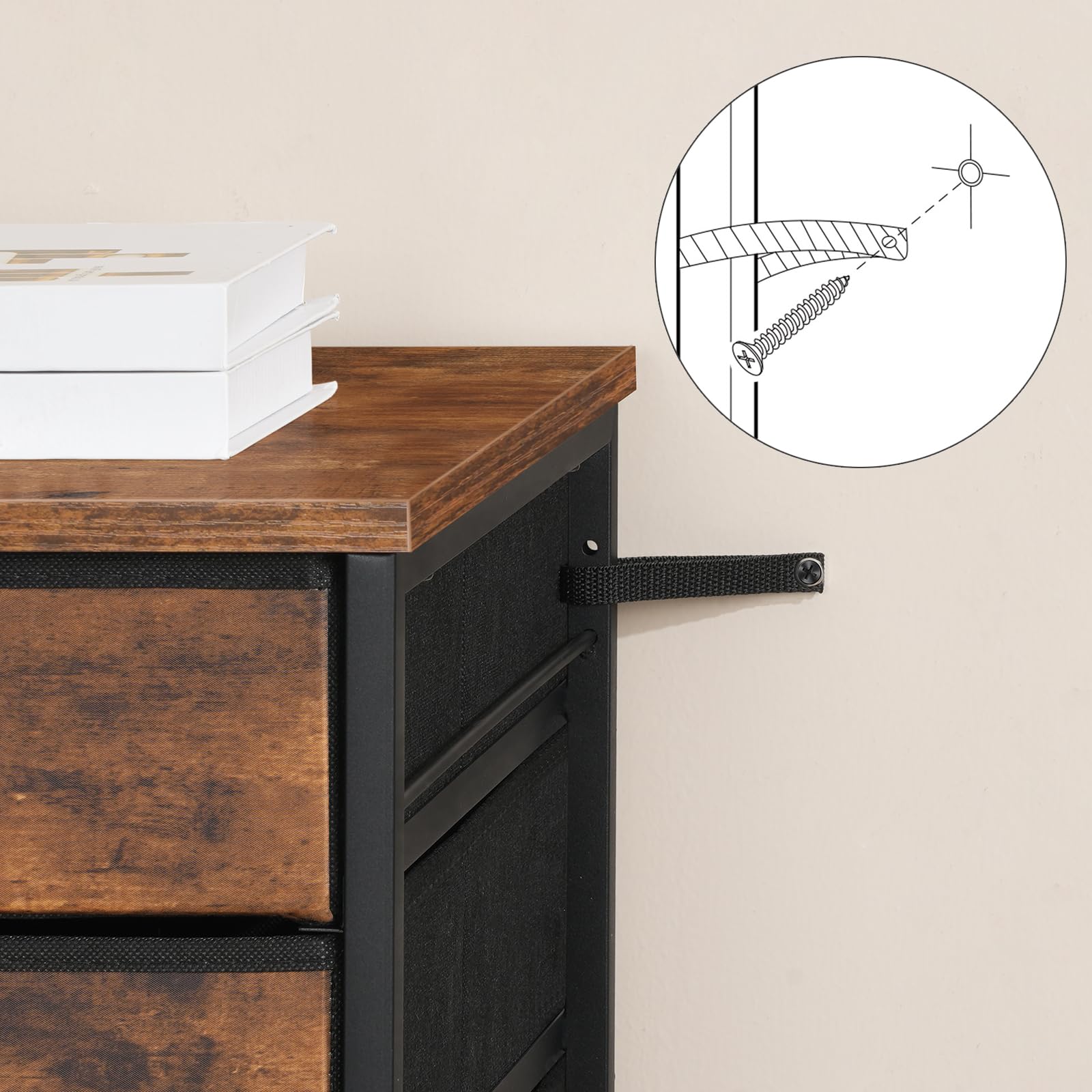 HOOBRO 7-Drawer Vertical File Cabinet, Metal Office Storage Cabinet with Drawers, Home Office Organizer - Rustic Brown & Black, Includes S-Hooks & Nameplates, Sturdy Metal Frame, Easy Assembly | Perfect for Document Storage, Office Organization & Home Workspace