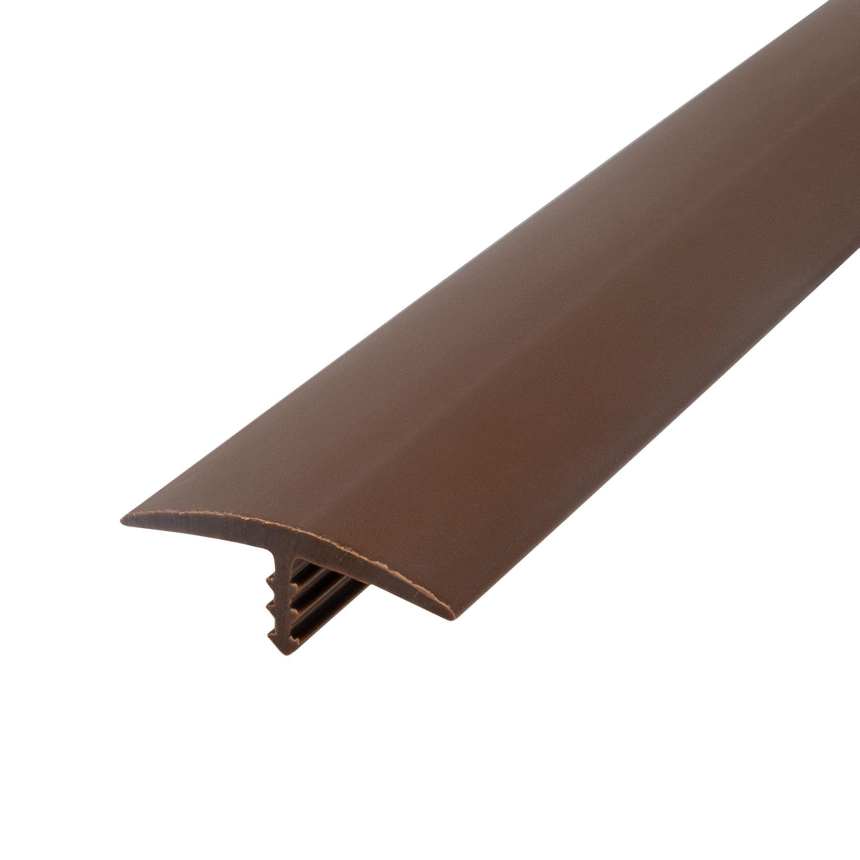 Outwater 1-1/8 Inch Milk Chocolate Brown Flexible Plastic T-Molding - Polyethylene Center Barb Tee Moulding 250 Foot Coil - Perfect for Flooring Transitions, DIY Home Improvement, and Commercial Interior Projects