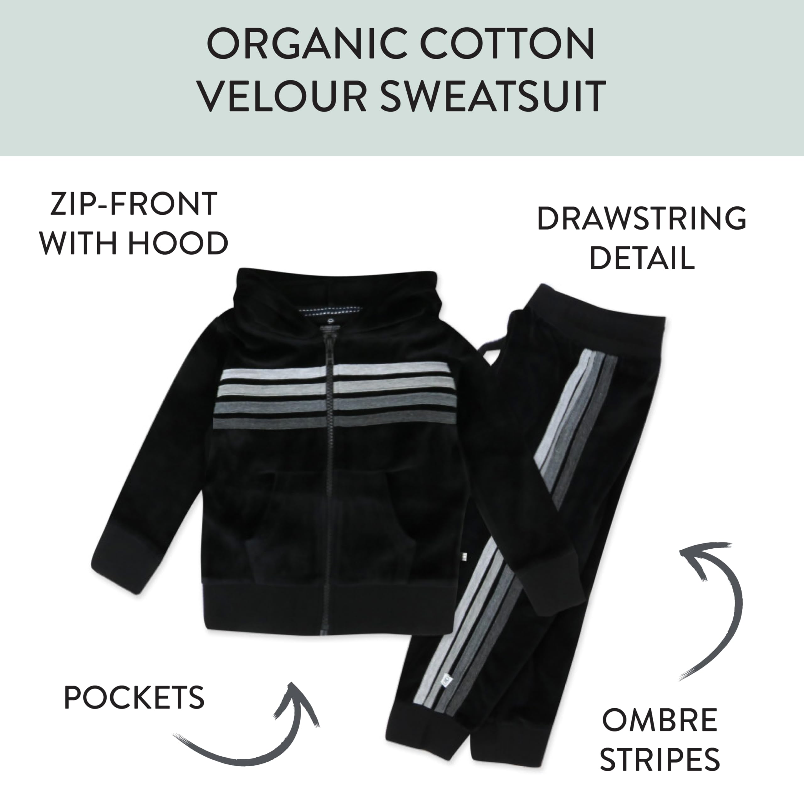 HonestBaby Velour Pullover Hoodie & Zip Front Sweatshirt with Jogger Sweatpants Set - Cozy Outfit for Toddlers, Baby Boys & Girls - Perfect for Playdates, Lounging & Family Photos