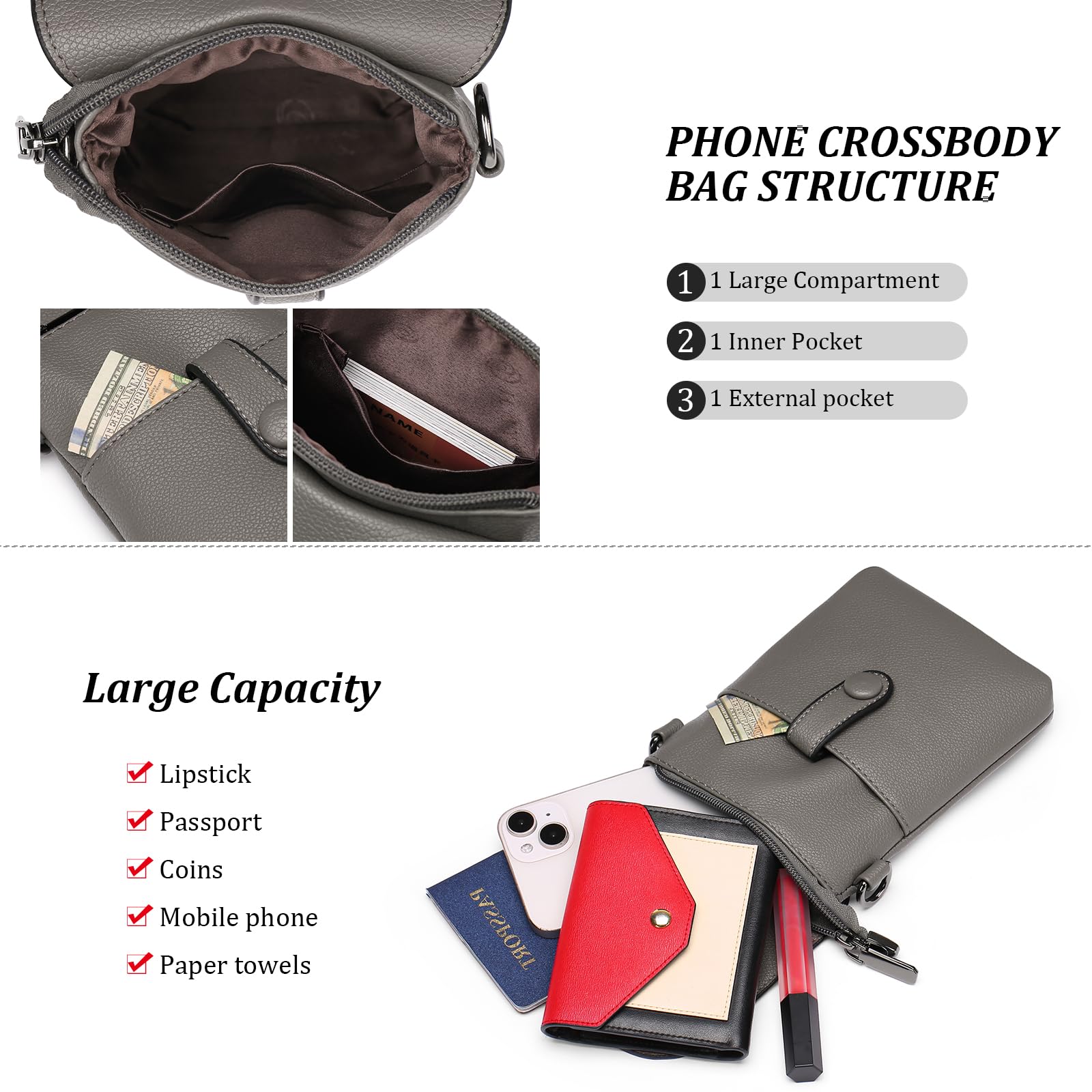 Genuine Leather Crossbody Phone Bag for Women with Card Slots - Perfect for Travel & Daily Use