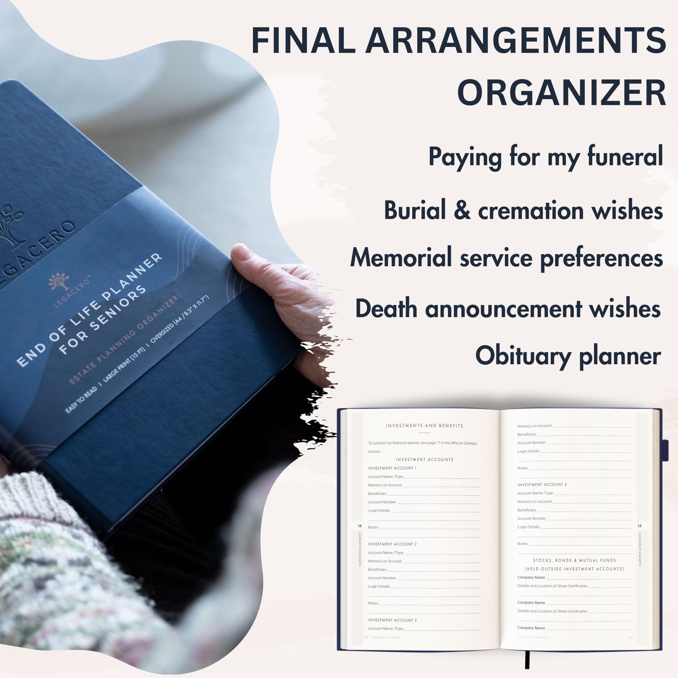 Estate Planning Organizer for Seniors - Guided End of Life Planner, Next of Kin Organizer & Important Document Tracker | Large What To Do When I'm Gone Book for Executors | Perfect for Will Preparation, Funeral Arrangements & Family Legacy Planning