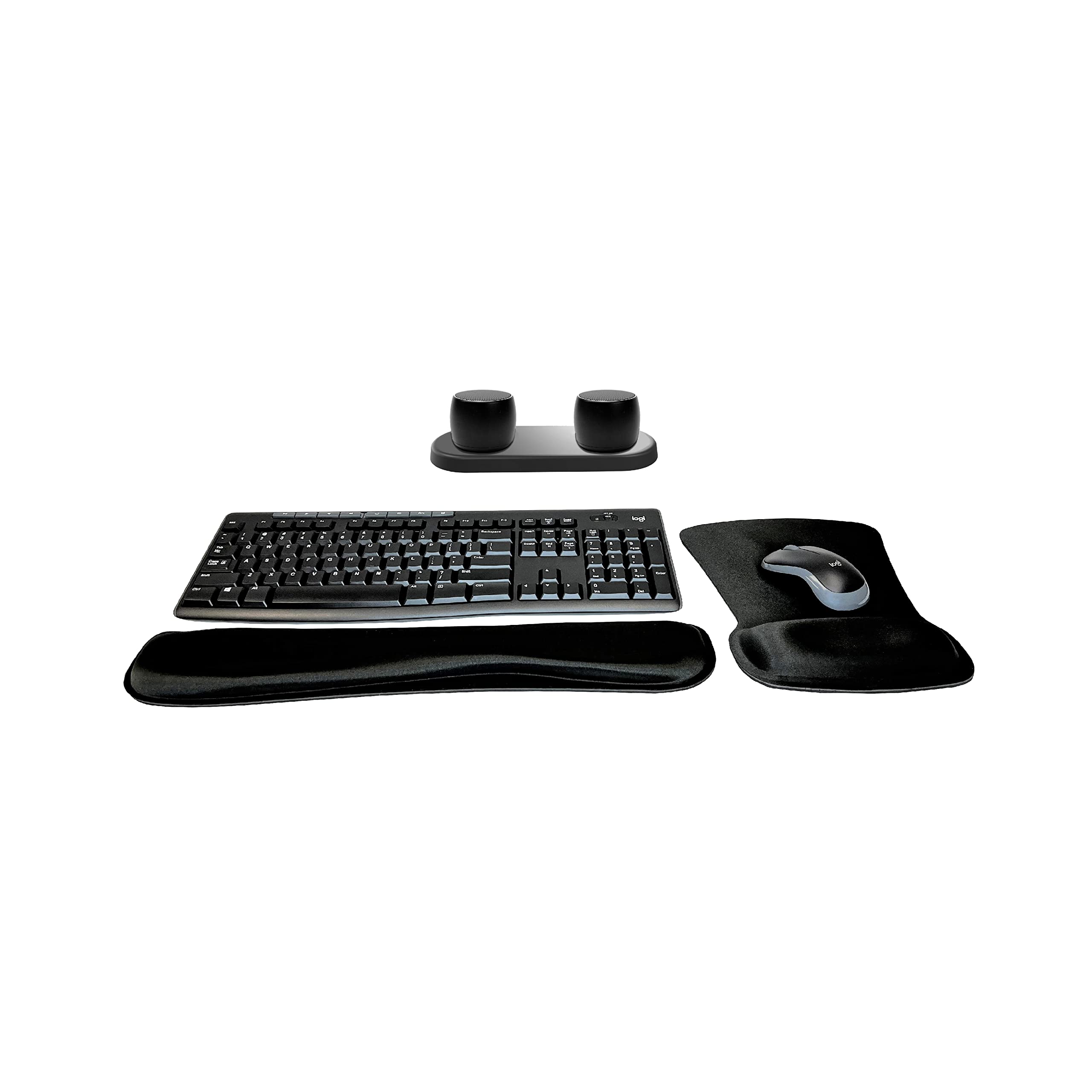 Logitech MK270 Wireless Keyboard and Mouse Combo for Home Office, Travel & Gaming - Includes 2 Portable Bluetooth Speakers, Charging Tray, Ergonomic Gel Wrist Rest & Mouse Pad - Perfect for Remote Work, Business Trips and PC Setups