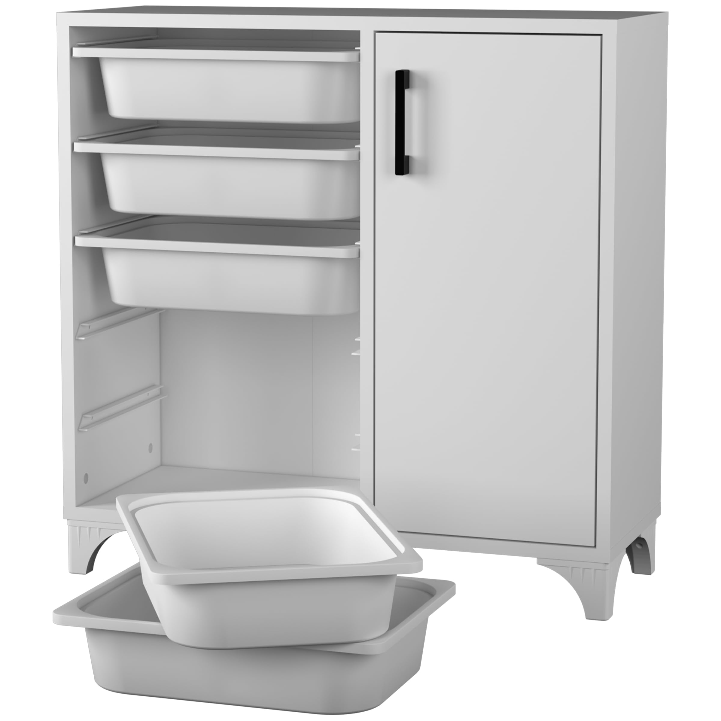 Comfyt 5-Basket Storage Organizer with Door - Dresser Closet, Toy Storage, Shoe Cabinet, Bookshelf for Bedroom, Bathroom, Office, Kitchen & Garage Organization (White)