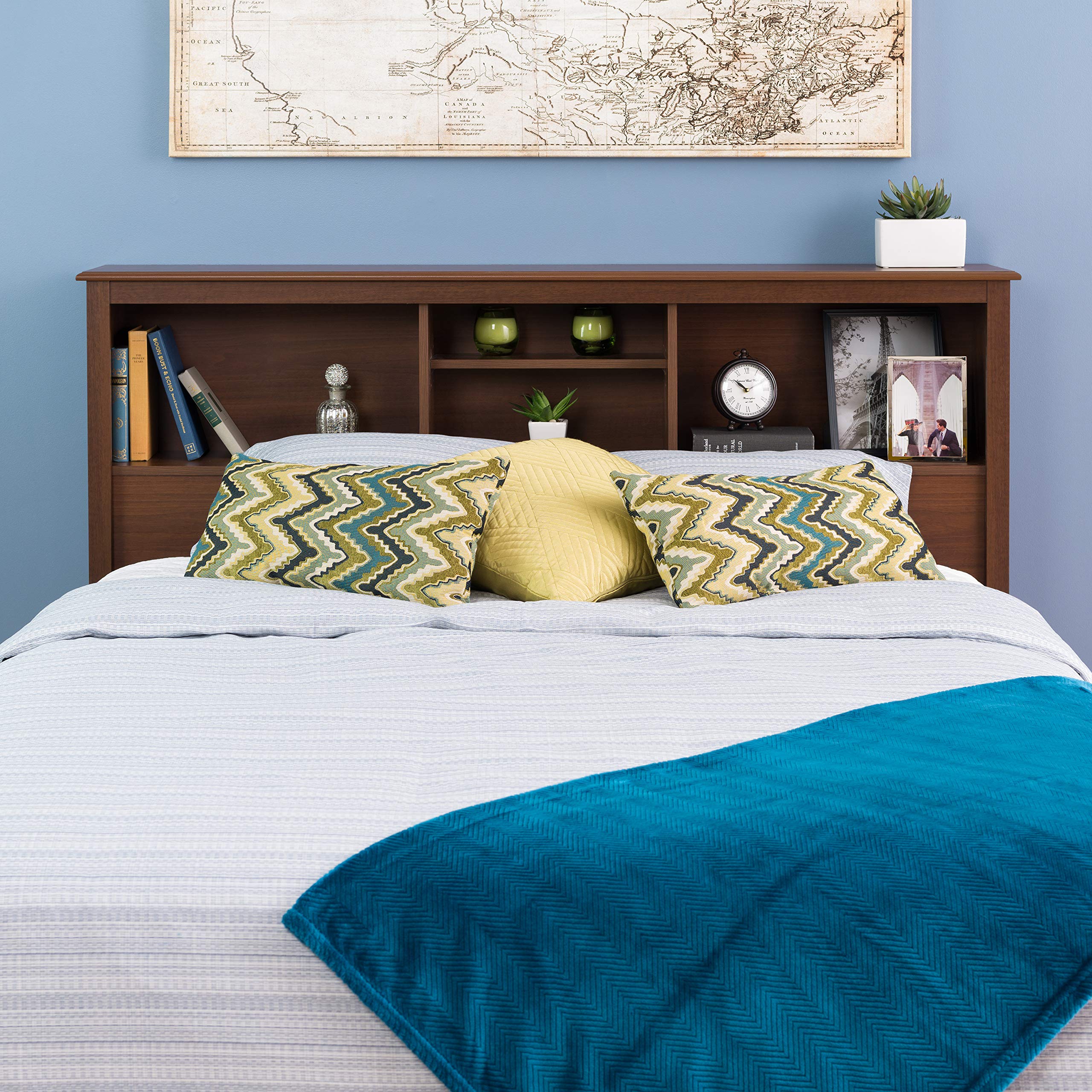 Stylish Full/Queen Size Bookcase Headboard with 3 Storage Compartments - 11